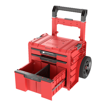 Qbrick System PRO Cart 2.0 Plus Drawer 3 Red Ultra HD Niestandardowa mobilna skrzynka na kółkach 520 x 415 x 660 mm 12 l 2x 4,5 l zdejmowany podwójny uchwyt teleskopowy