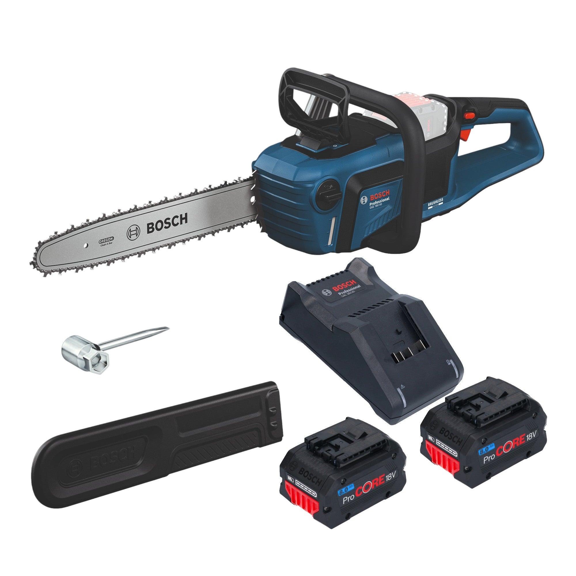 Bosch GKE 18V 40 Professional Akku Kettensaege 18 V 40 cm Brushless 2x ProCORE Akku 8 0 Ah Ladegeraet 0 - toolbrothers