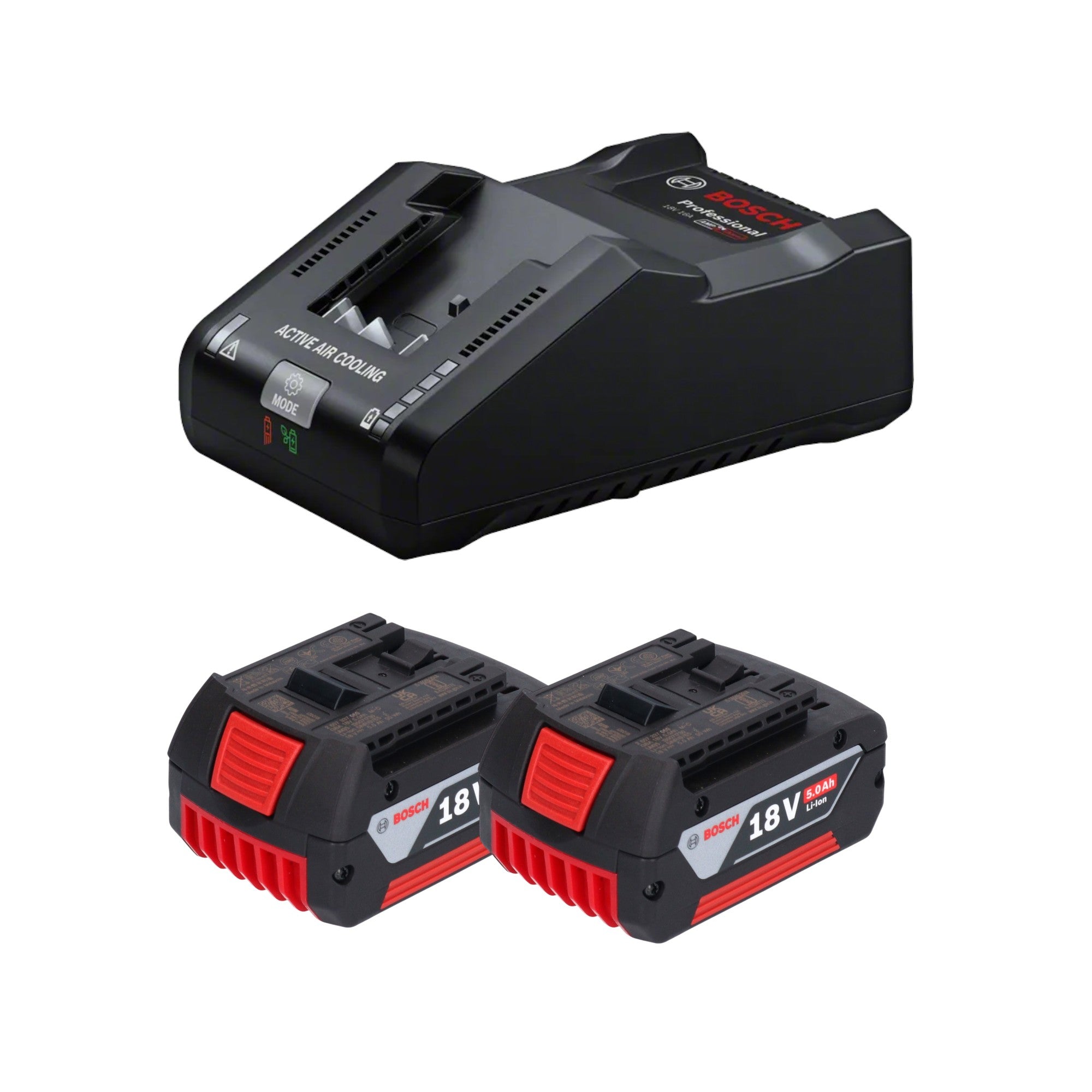 Bosch Starter Set 2x GBA 18 V 5 Ah 5000 mAh Li Ion Akku 2x 1600A002U5 GAL 18V 160 Professional Ladegeraet 1600A02T5G  0 - toolbrothers