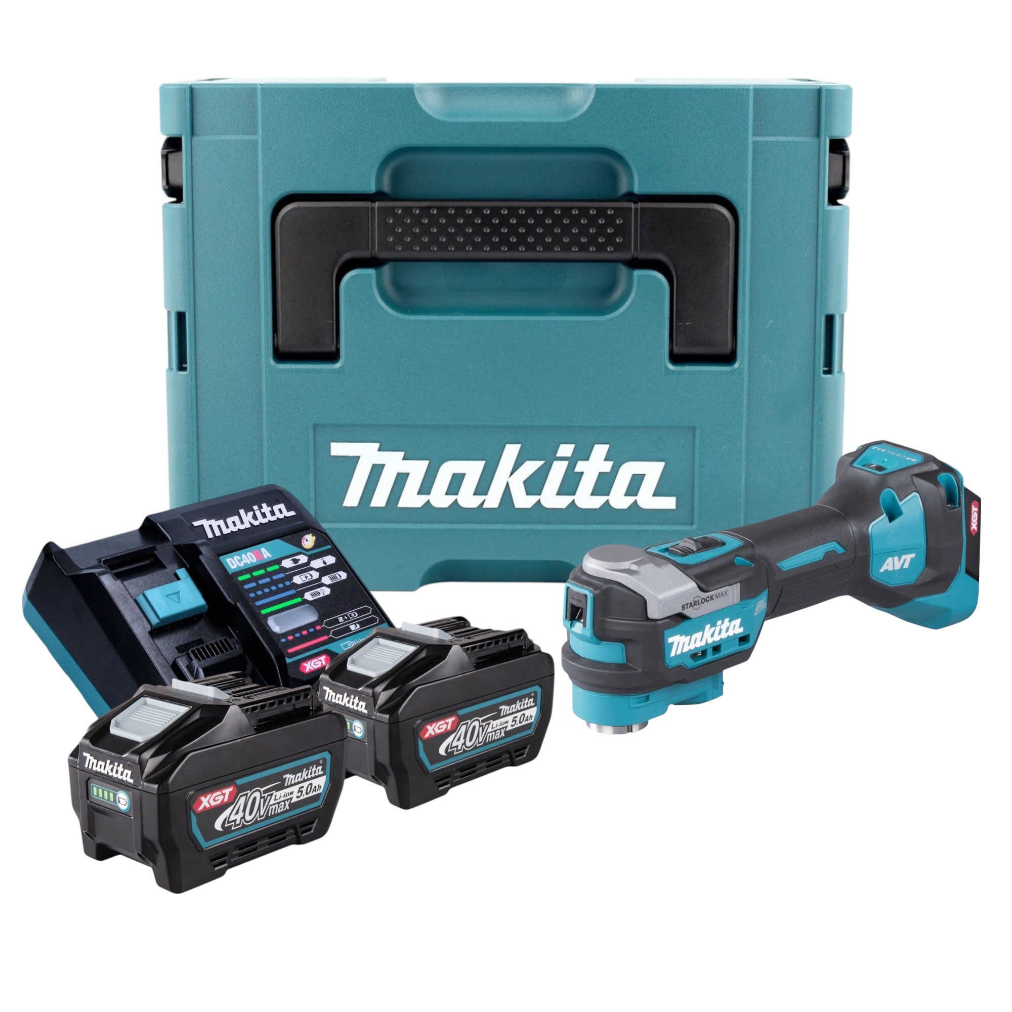 Makita TM 001 GT201 Akku Multifunktionswerkzeug 40 V max Starlock Max Brushless 2x Akku 5 0 Ah Ladegeraet Makpac 0 - toolbrothers