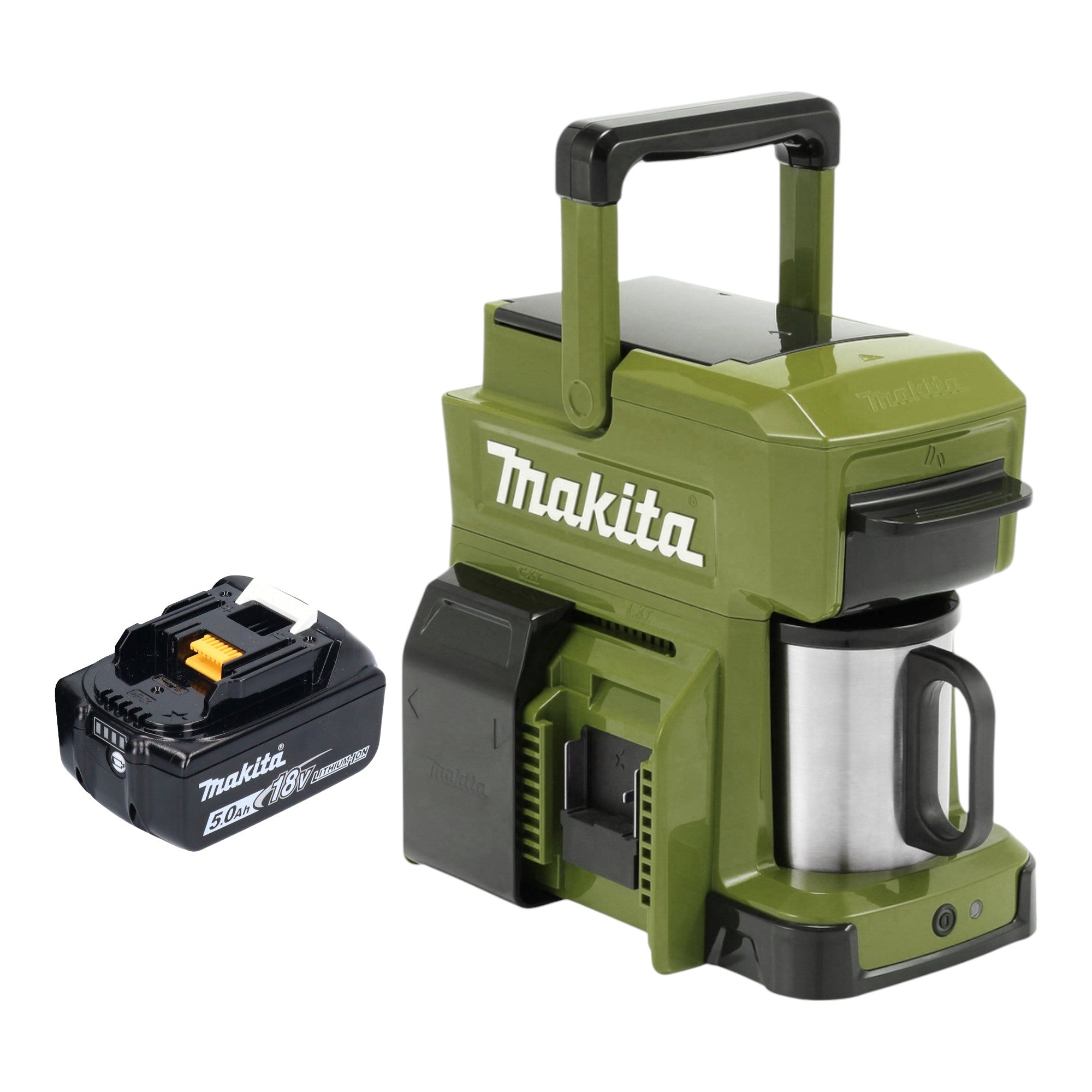 Makita DCM 501 TO Akku Kaffeemaschine 12 V max 18 V Olive 1x Akku 5 0 Ah ohne Ladegeraet 0 - toolbrothers