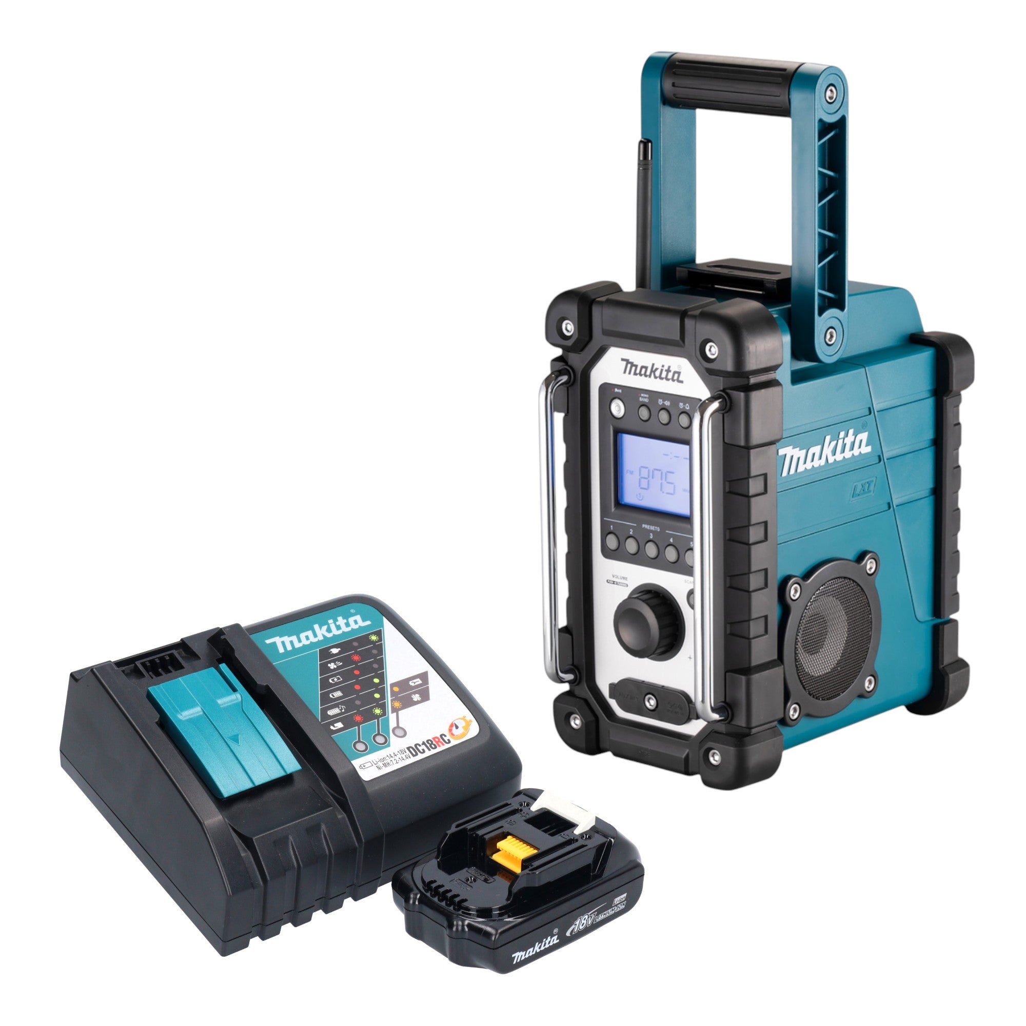 Makita DMR 116 RY1 Akku Baustellenradio 14 4 18 V AM FM AUX 1x Akku 1 5 Ah Ladegeraet 0 - toolbrothers