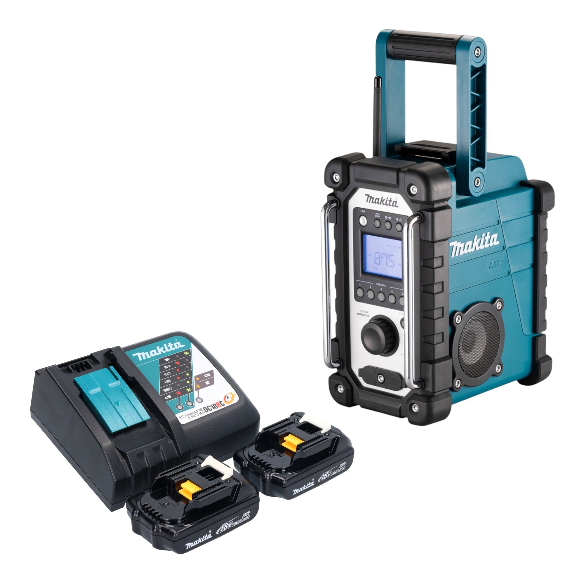 Makita DMR 116 RY Akku Baustellenradio 14 4 18 V AM FM AUX 2x Akku 1 5 Ah Ladegeraet 0 - toolbrothers