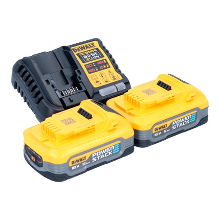 Smerigliatrice angolare a batteria DeWalt DCG 412 H2T 18 V 125 mm + 2x batteria Powerstack 5,0 Ah + caricabatterie + TSTAK