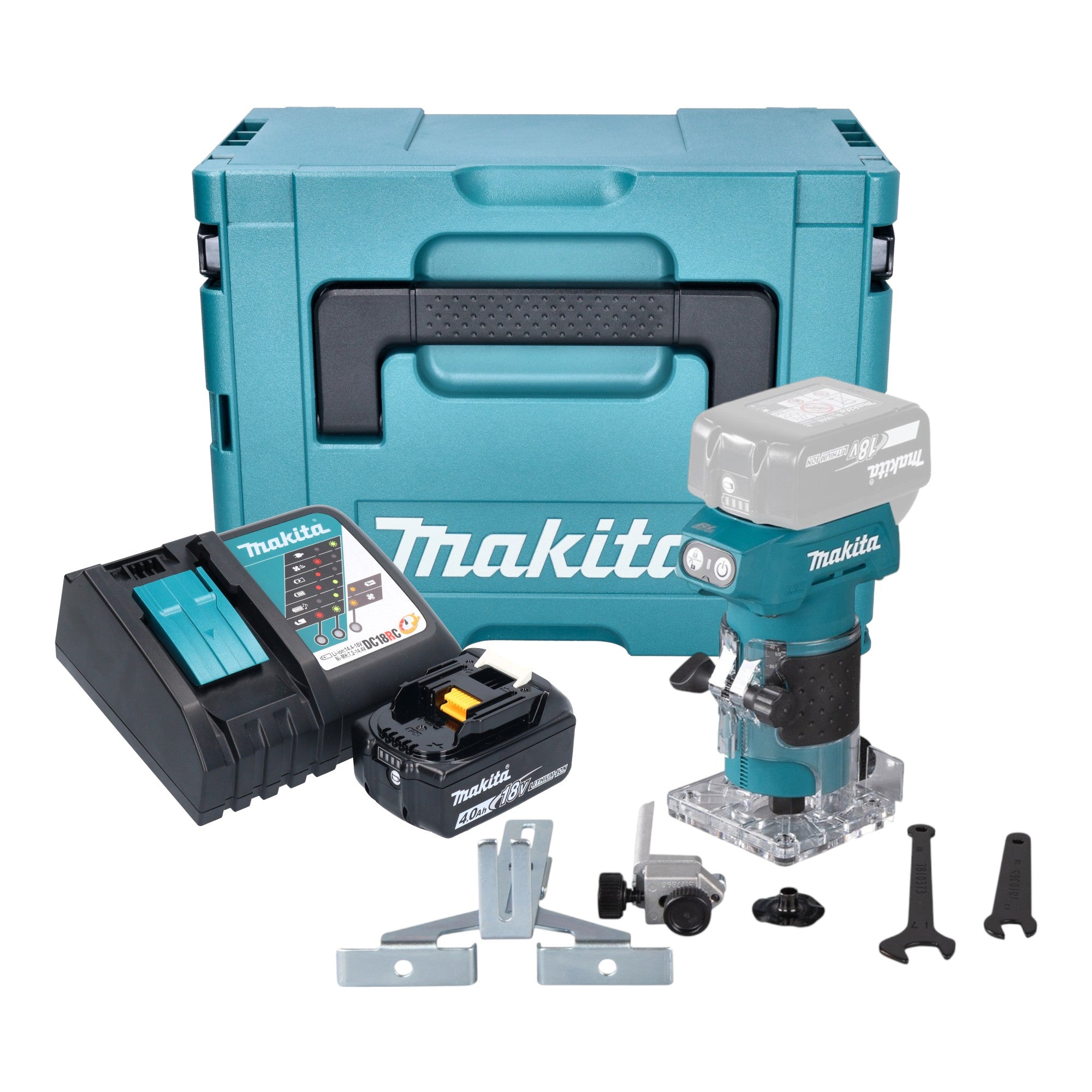 Makita DRT 52 RM1J Akku Kantenfraese 18 V 6 mm Brushless 1x Akku 4 0 Ah Ladegeraet Makpac 0 - toolbrothers
