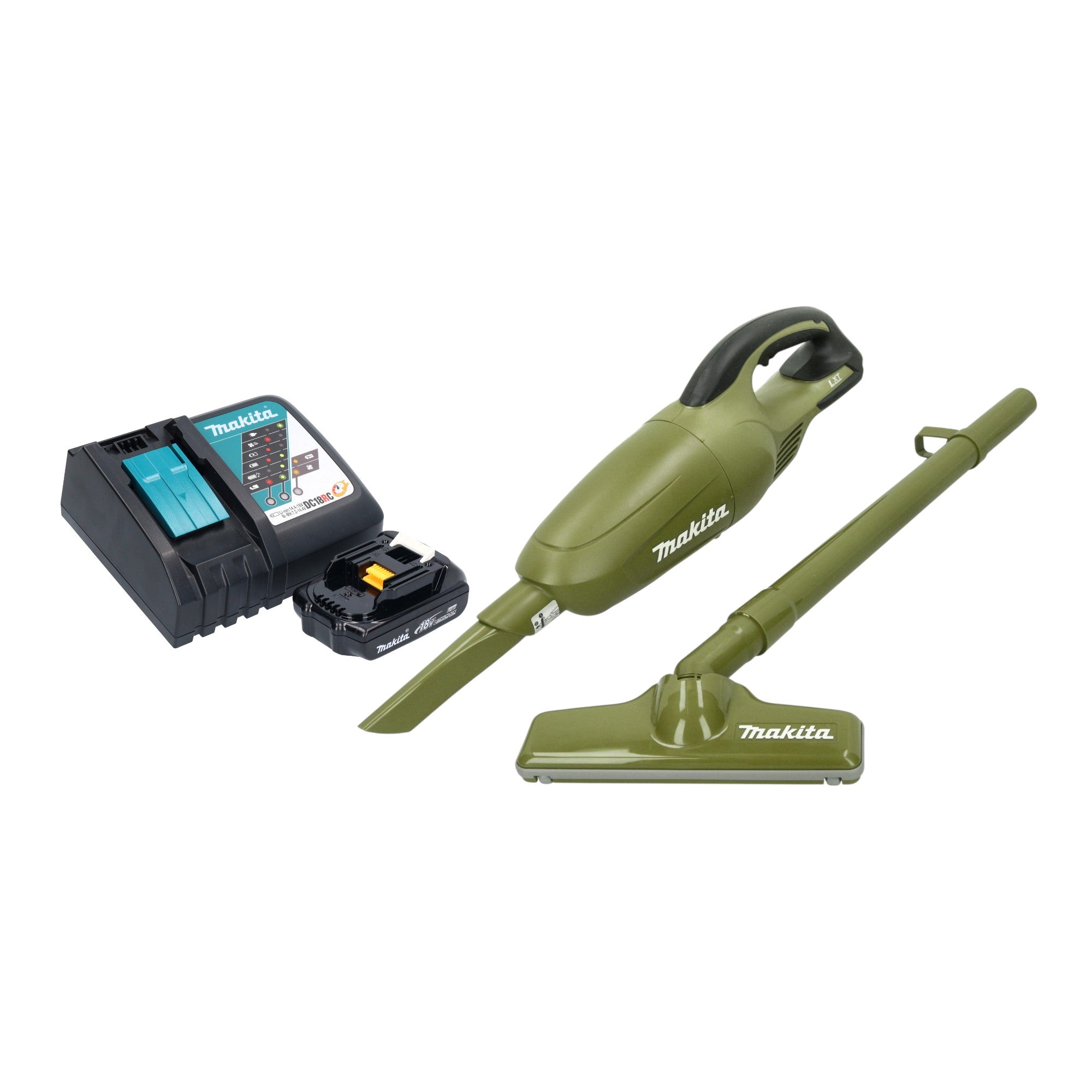 Makita DCL 180 RYO Akku Staubsauger 18 V 0 65 l Olive Outdoor Adventure Serie 1x Akku 1 5 Ah Ladegeraet 0 - toolbrothers