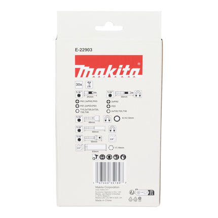 Makita E-22903 Juego de puntas y vasos de impacto 1/4" / 3/8" 30 pzs. BOCAS DE IMPACTO BLACK bits / vasos de impacto / llaves de vaso