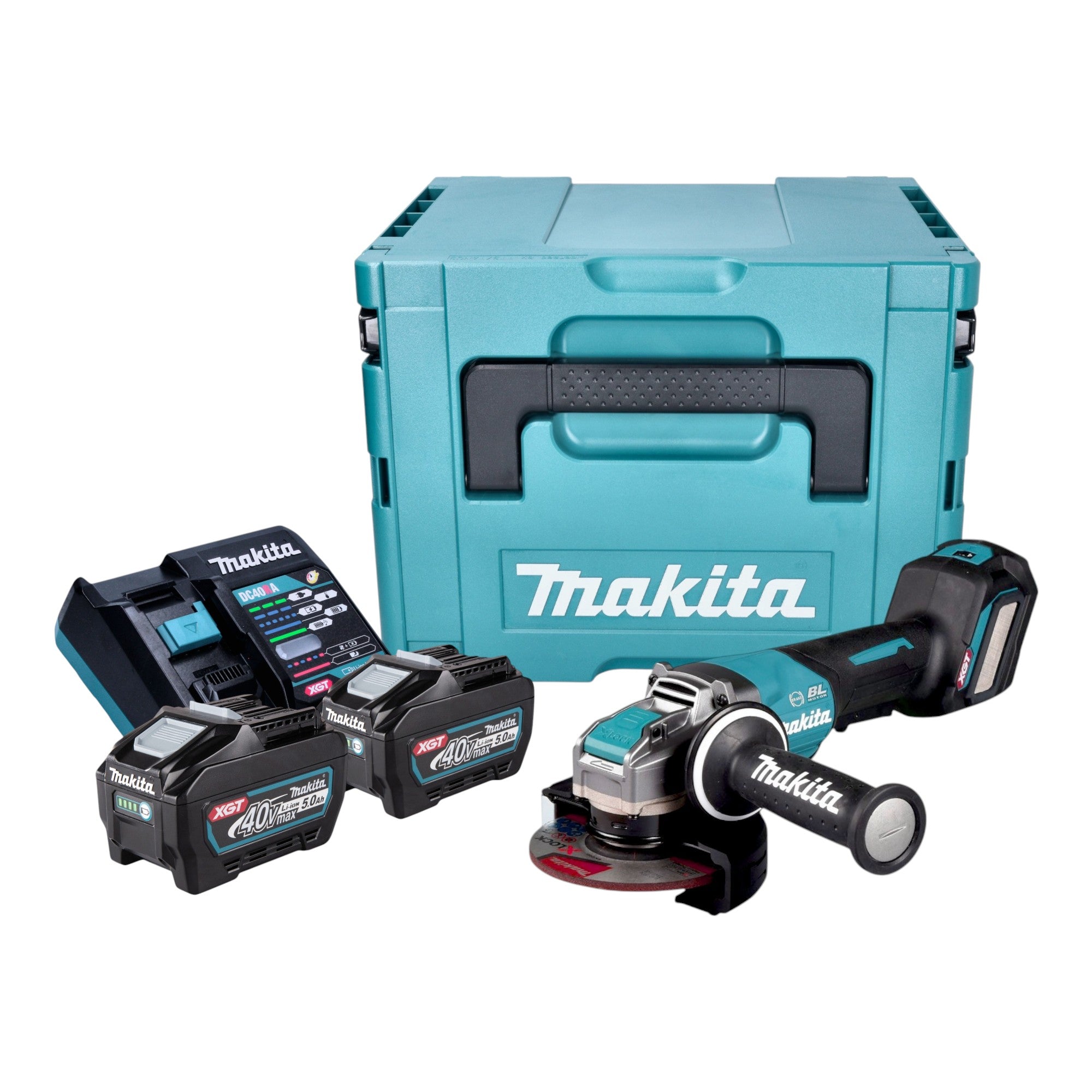 Makita GA 044 GT201 Akku Winkelschleifer 40 V max 125 mm X LOCK Brushless 2x Akku 5 0 Ah Ladegeraet Makpac 0 - toolbrothers