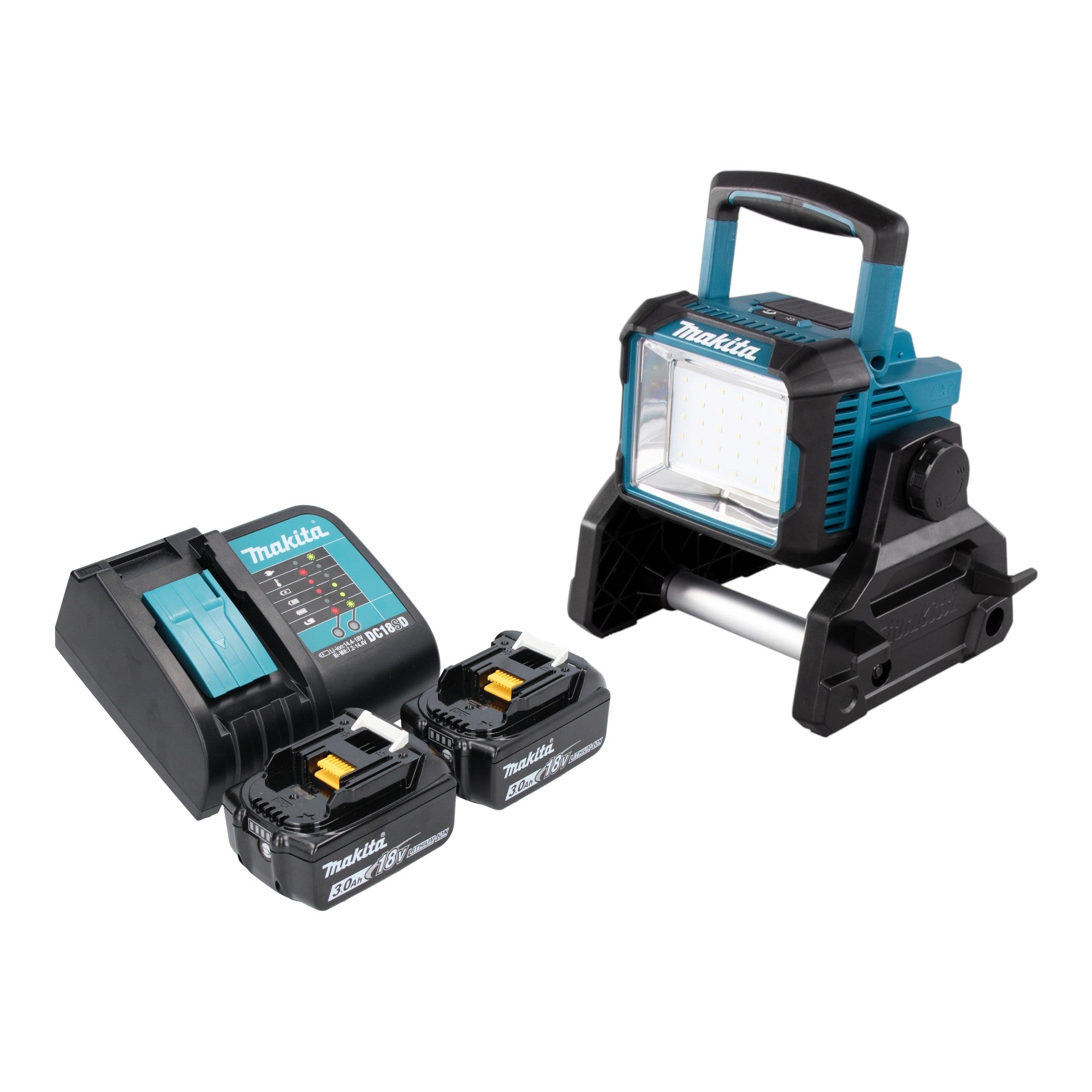 Makita DEADML 811 SF Akku Baustrahler 14 4 18 V 3000 lm LED 2x Akku 3 0 Ah Ladegeraet 0 - toolbrothers