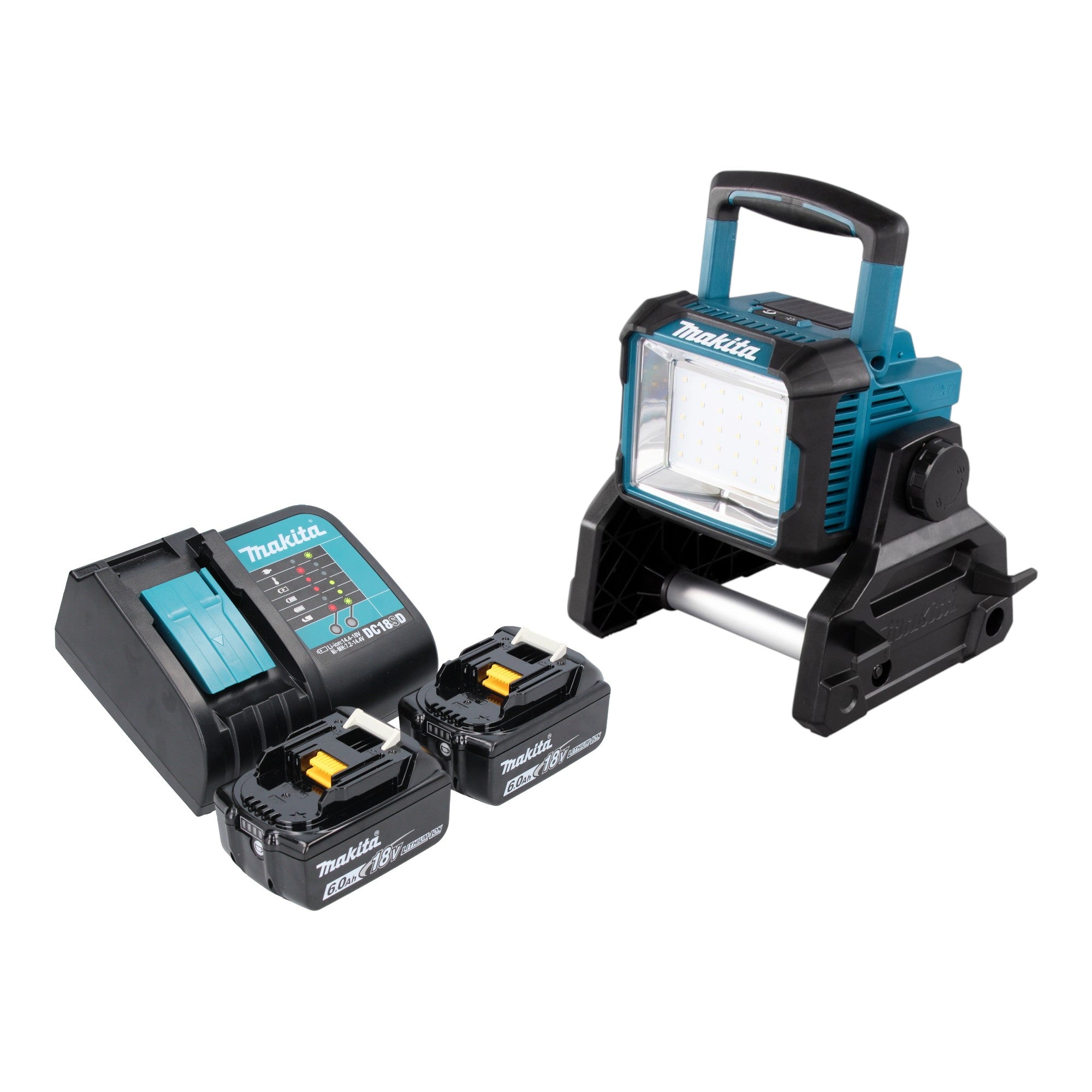 Makita DEADML 811 SG Akku Baustrahler 14 4 18 V 3000 lm LED 2x Akku 6 0 Ah Ladegeraet 0 - toolbrothers