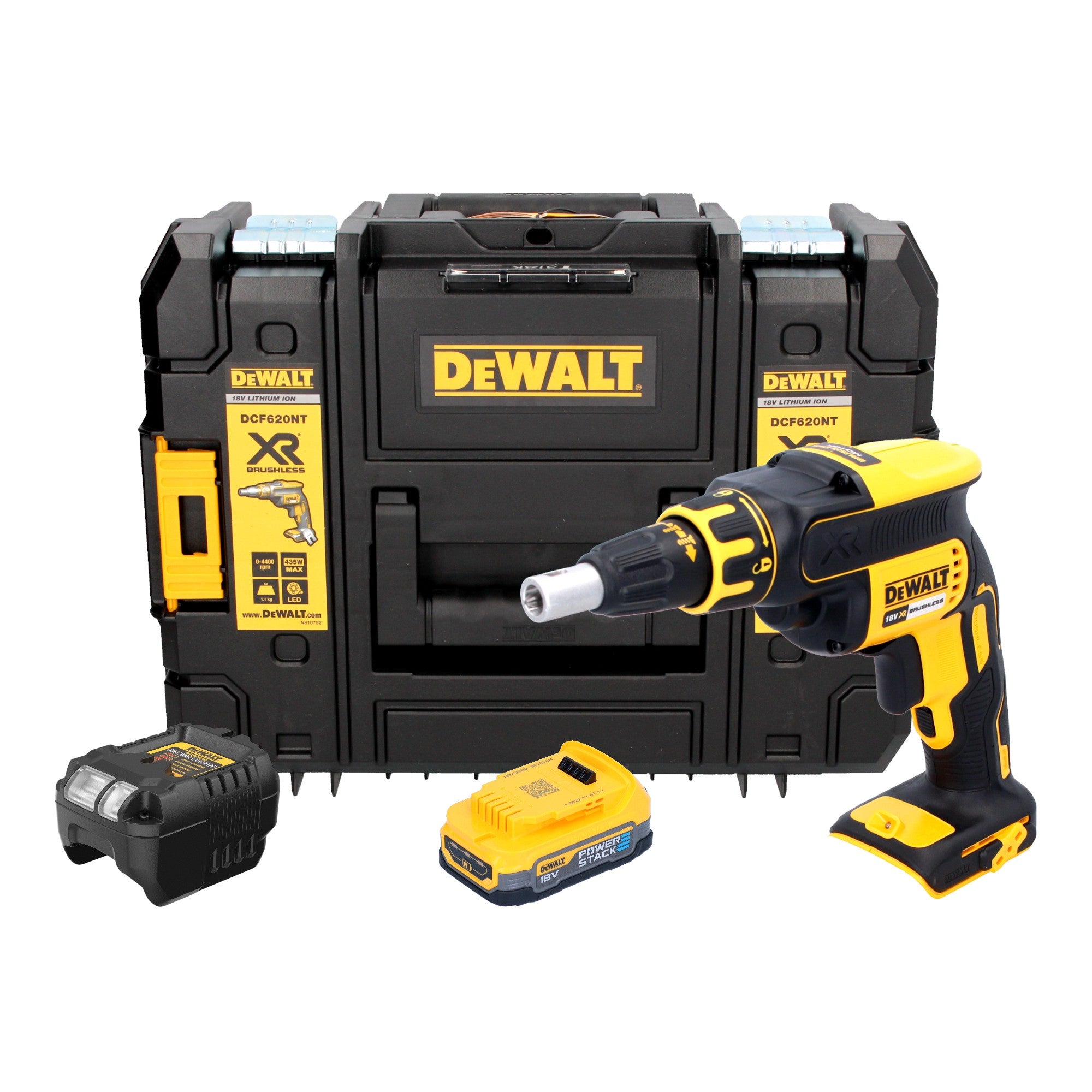 DeWalt DCF 620 E1T Akku Trockenbauschrauber 18 V 30 Nm Brushless 1x Powerstack Akku 1 7 Ah Ladegeraet TSTAK 0 - toolbrothers