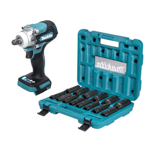 Makita DTW 300 Z Akku Schlagschrauber 18 V 330 Nm 1/2" Brushless + Steckschlüssel Set 14 tlg. - ohne Akku, ohne Ladegerät