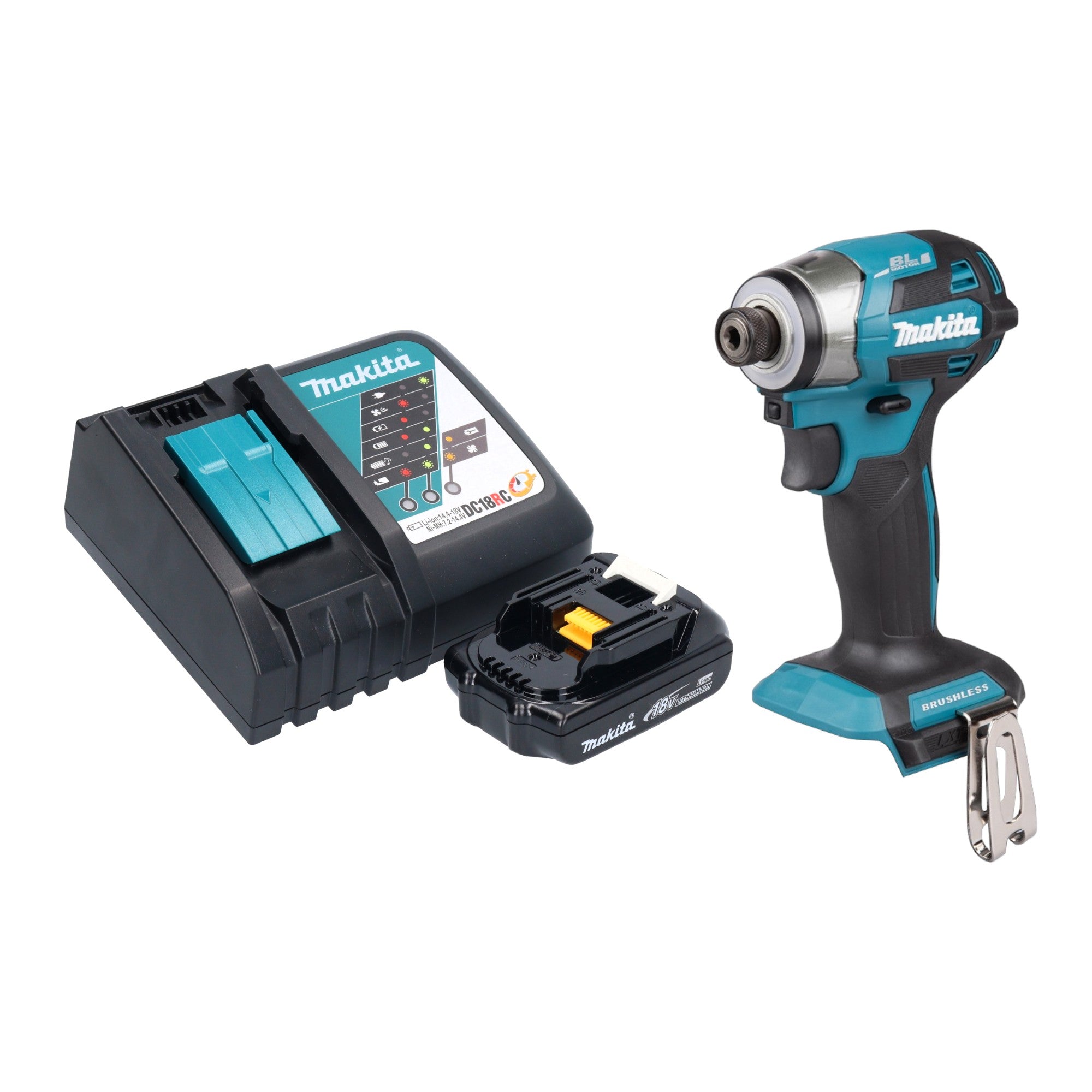 Makita DTD 173 RY1 Akku Schlagschrauber 18 V 180 Nm 1 4 Brushless 1x Akku 1 5 Ah Ladegeraet 0 - toolbrothers