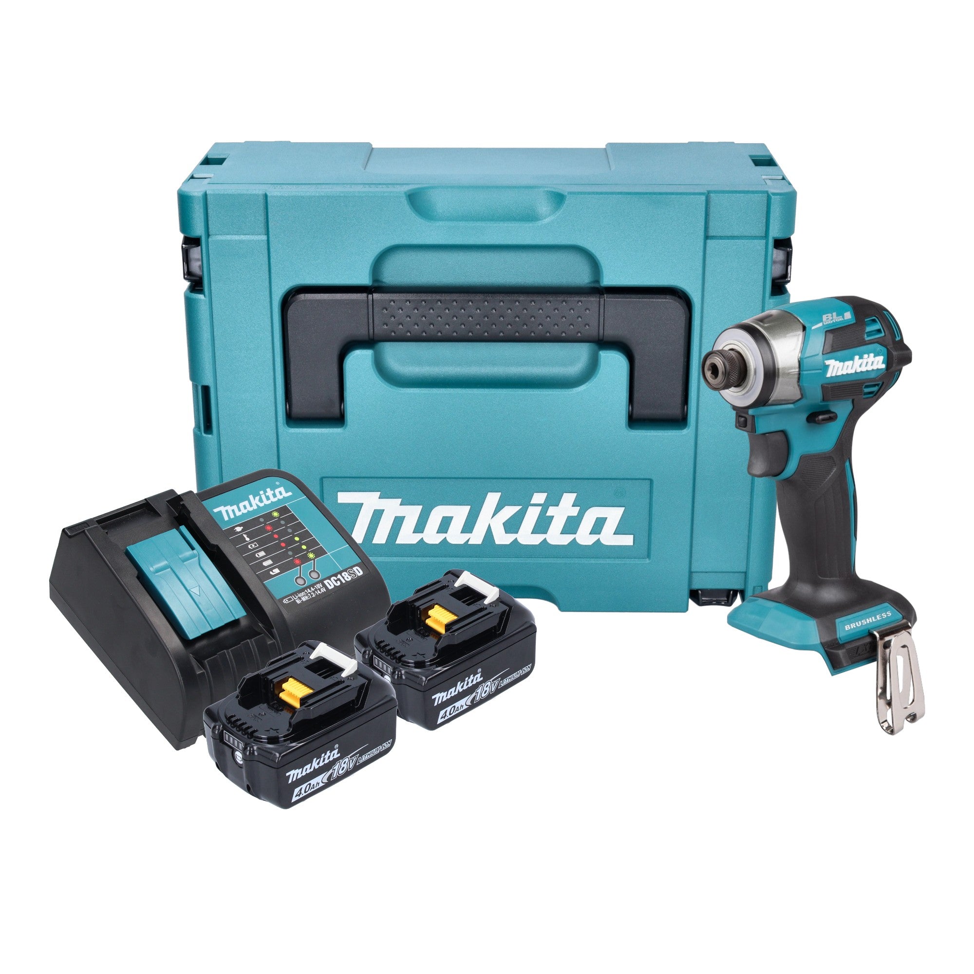 Makita DTD 173 SMJ Akku Schlagschrauber 18 V 180 Nm 1 4 Brushless 2x Akku 4 0 Ah Ladegeraet Makpac 0 - toolbrothers