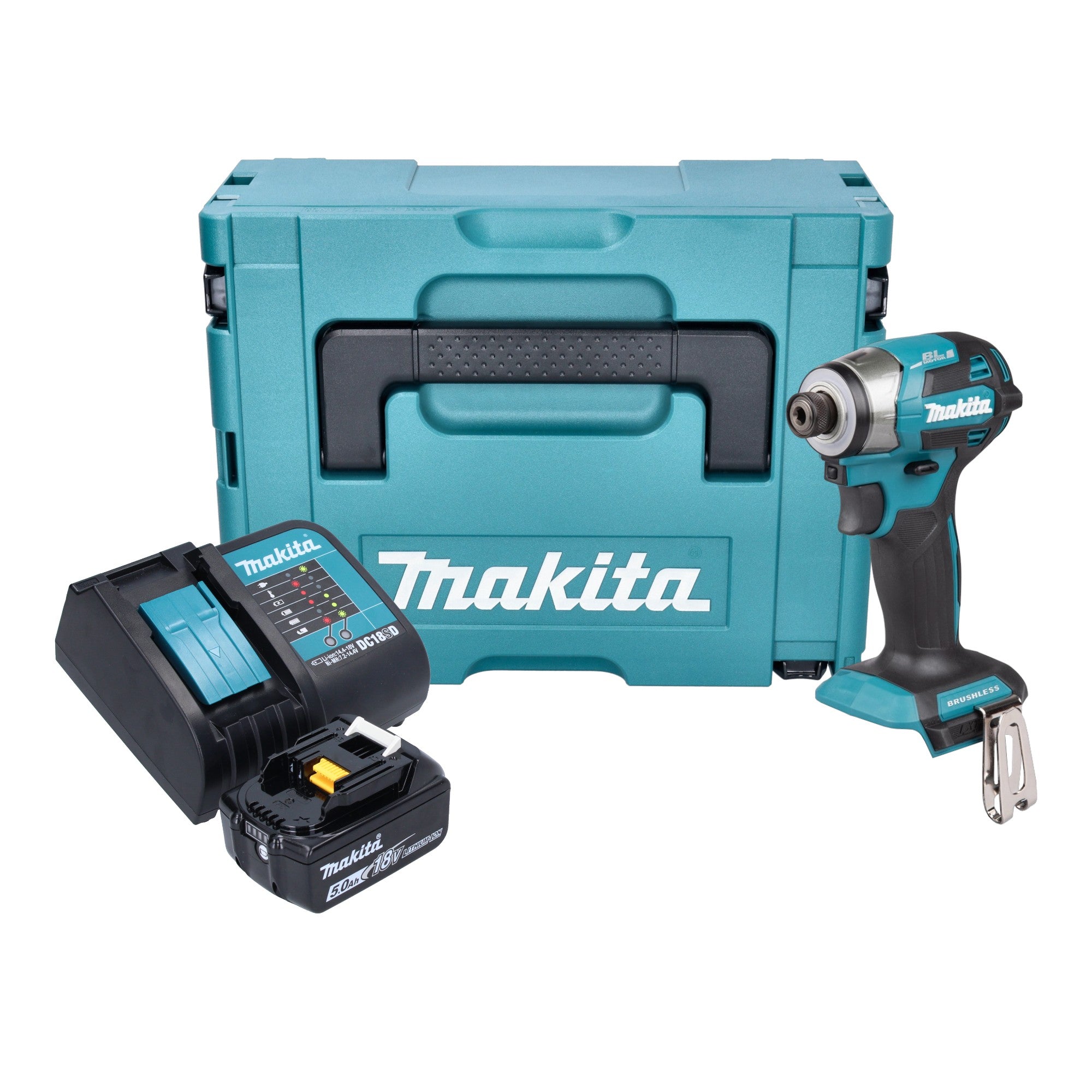 Makita DTD 173 ST1J Akku Schlagschrauber 18 V 180 Nm 1 4 Brushless 1x Akku 5 0 Ah Ladegeraet Makpac 0 - toolbrothers