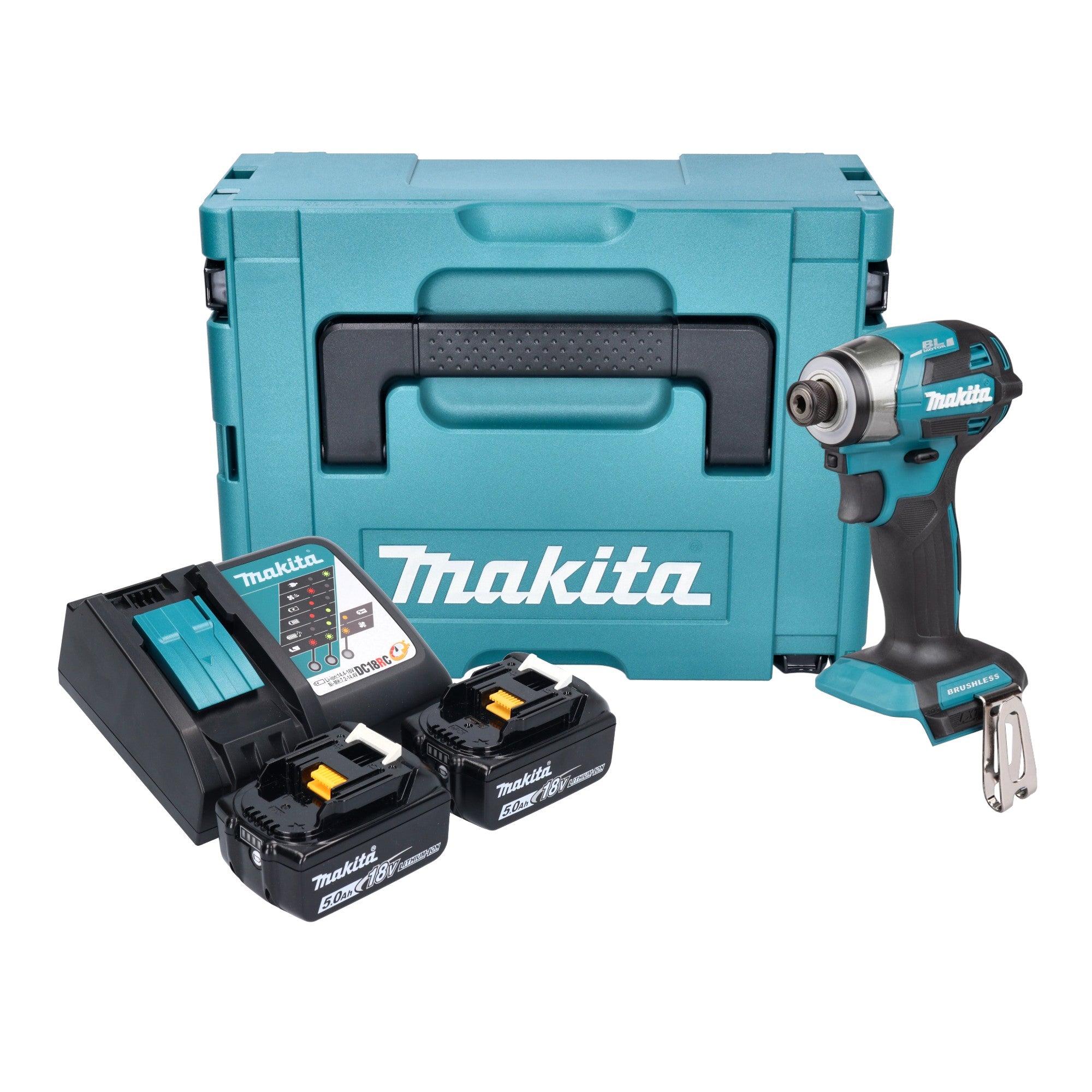 Makita DTD 173 RTJ Akku Schlagschrauber 18 V 180 Nm 1 4 Brushless 2x Akku 5 0 Ah Ladegeraet Makpac 0 - toolbrothers