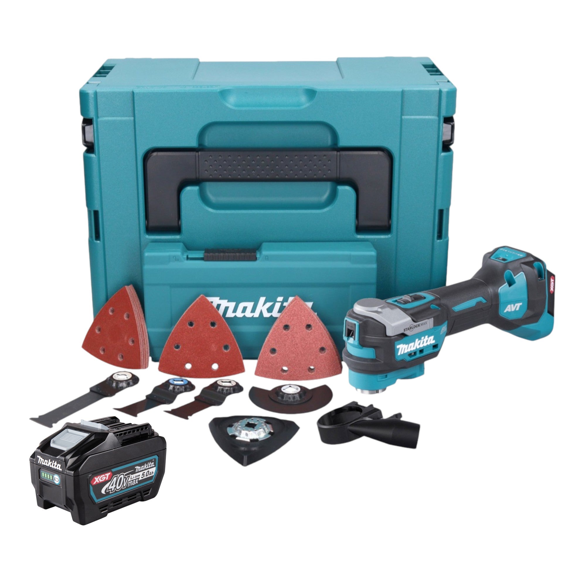 Makita TM 001 GT103 Akku Multifunktionswerkzeug 40 V max Starlock Max Brushless 1x Akku 5 0 Ah 37 tlg Zubehoerset Makpac ohne Ladegeraet 0 - toolbrothers