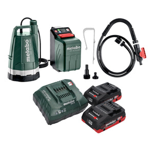 Metabo TPF 18 LTX 2200 Akku Tauch- und Regenfasspumpe 18 V 2200 l/h + 2x LiHD Akku 4,0 Ah + Ladegerät