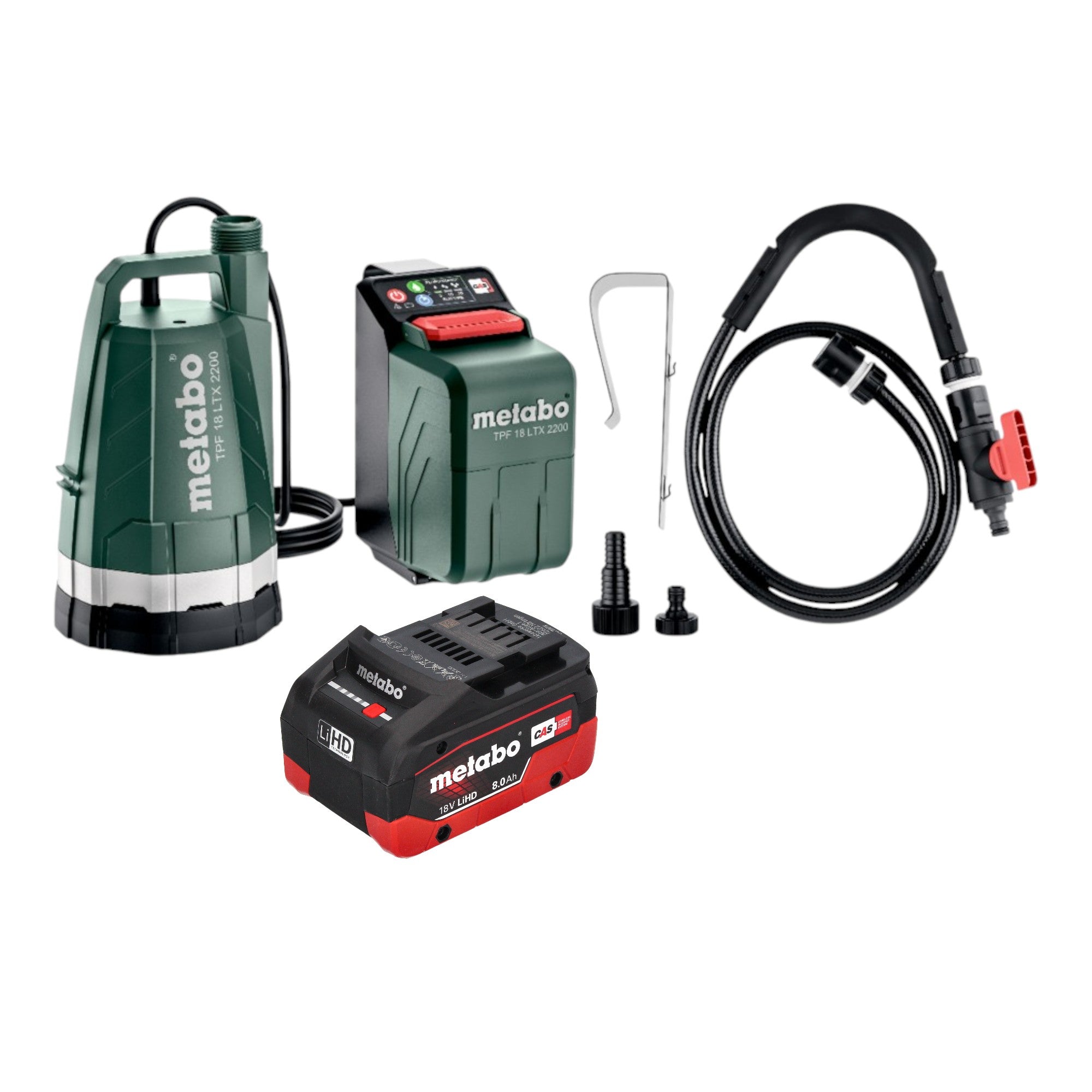 Metabo TPF 18 LTX 2200 Akku Tauch und Regenfasspumpe 18 V 2200 l h 1x LiHD Akku 8 0 Ah ohne Ladegeraet 0 - toolbrothers