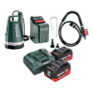 Metabo TPF 18 LTX 2200 Akku Tauch- und Regenfasspumpe 18 V 2200 l/h + 2x LiHD Akku 10,0 Ah + Ladegerät