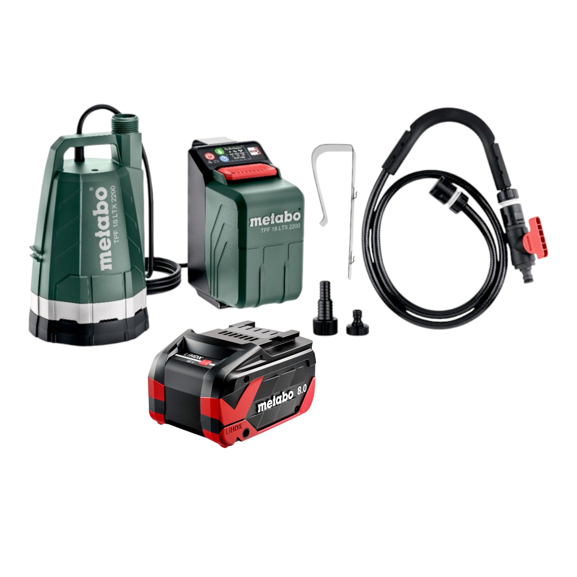 Metabo TPF 18 LTX 2200 Akku Tauch und Regenfasspumpe 18 V 2200 l h 1x LiHDX Akku 8 0 Ah ohne Ladegeraet 0 - toolbrothers