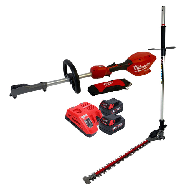 Milwaukee M18 FOPH2 HTA 502 Akku Basiseinheit 18 V Brushless Heckenscheren Aufsatz 2x Akku 5 0 Ah Ladegeraet 0 - toolbrothers