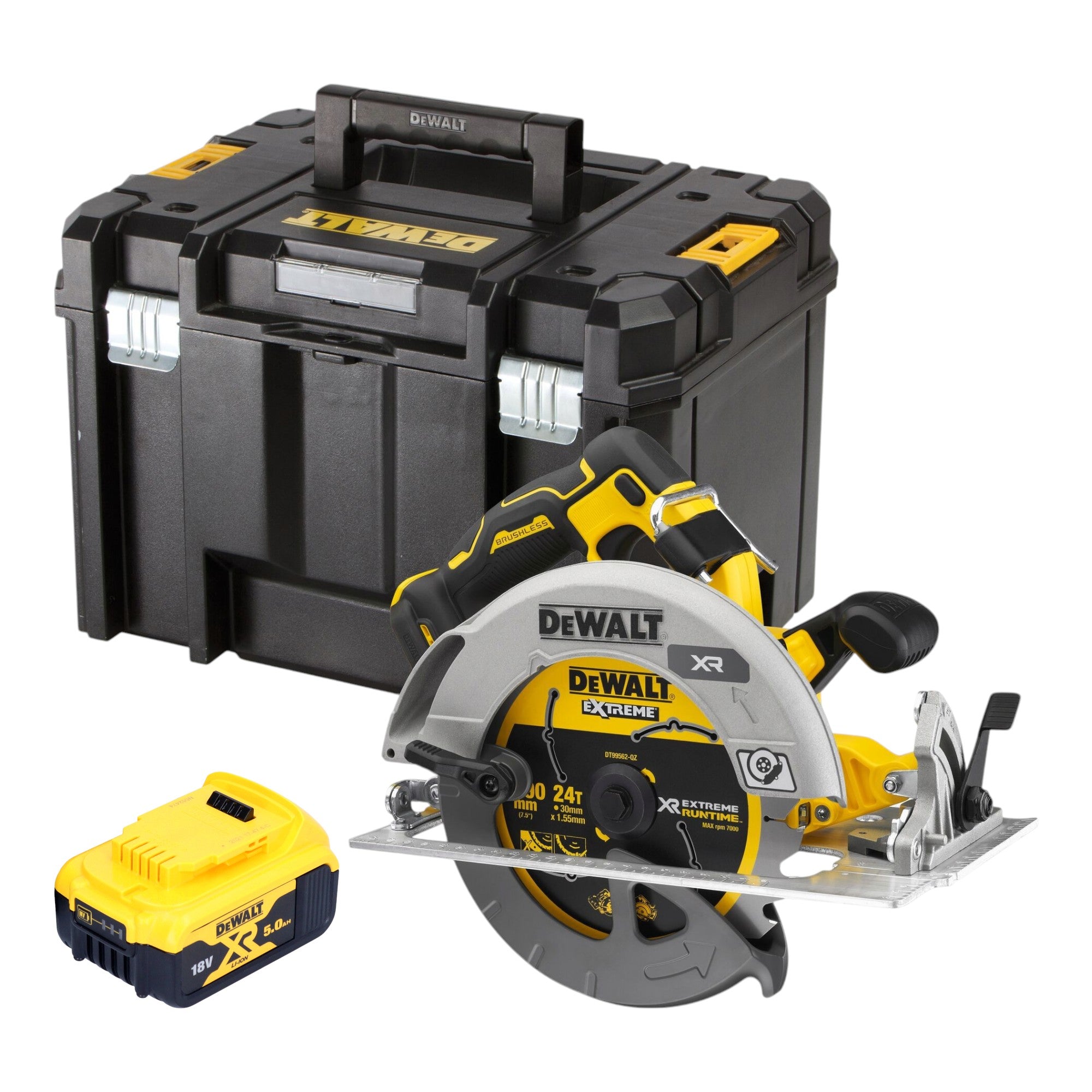 DeWalt DCS 573 NT Akku Handkreissaege 18 V 190 x 30 mm Brushless 1x Akku 5 0 Ah TSTAK ohne Ladegeraet 0 - toolbrothers