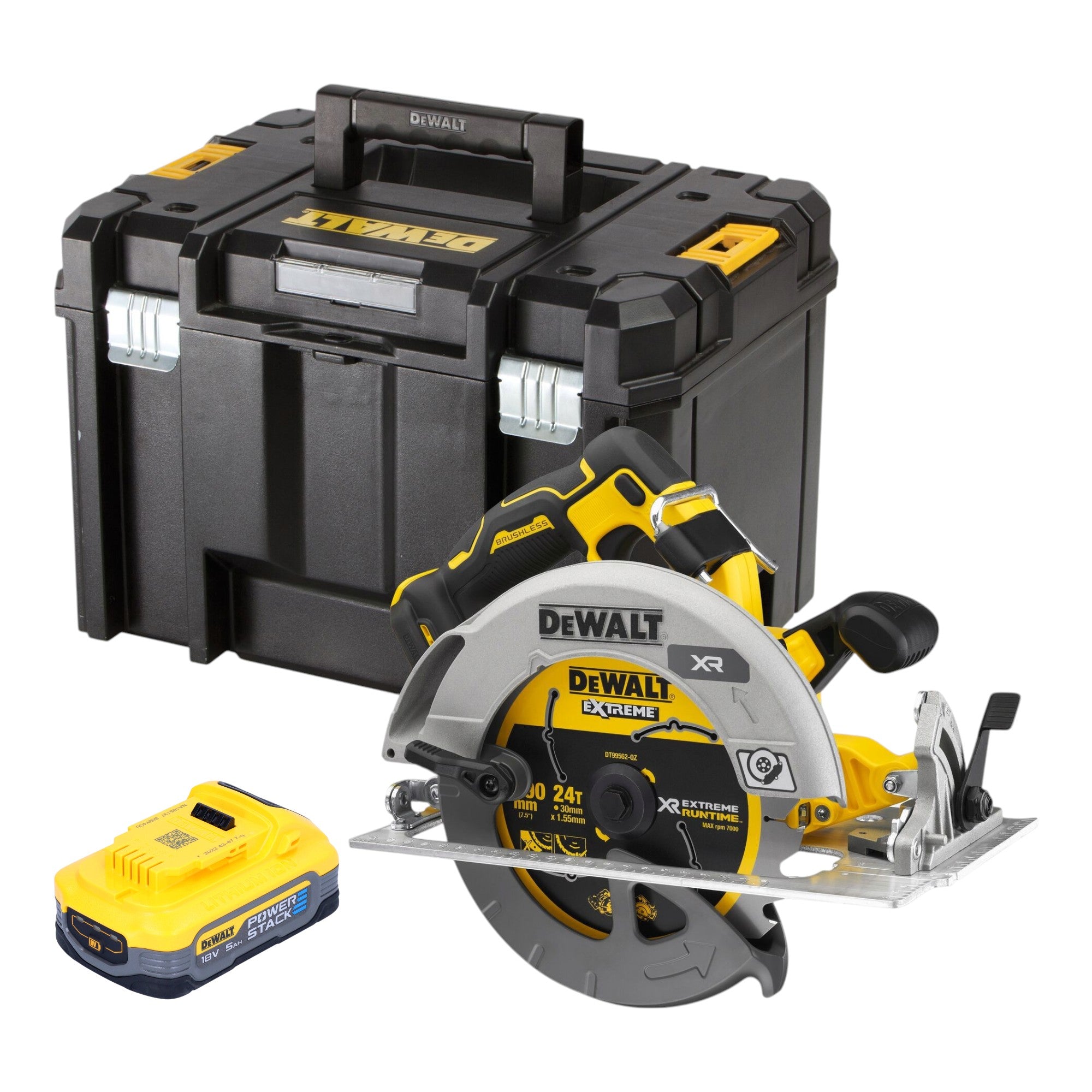DeWalt DCS 573 NT Akku Handkreissaege 18 V 190 x 30 mm Brushless 1x Powerstack Akku 5 0 Ah TSTAK ohne Ladegeraet 0 - toolbrothers