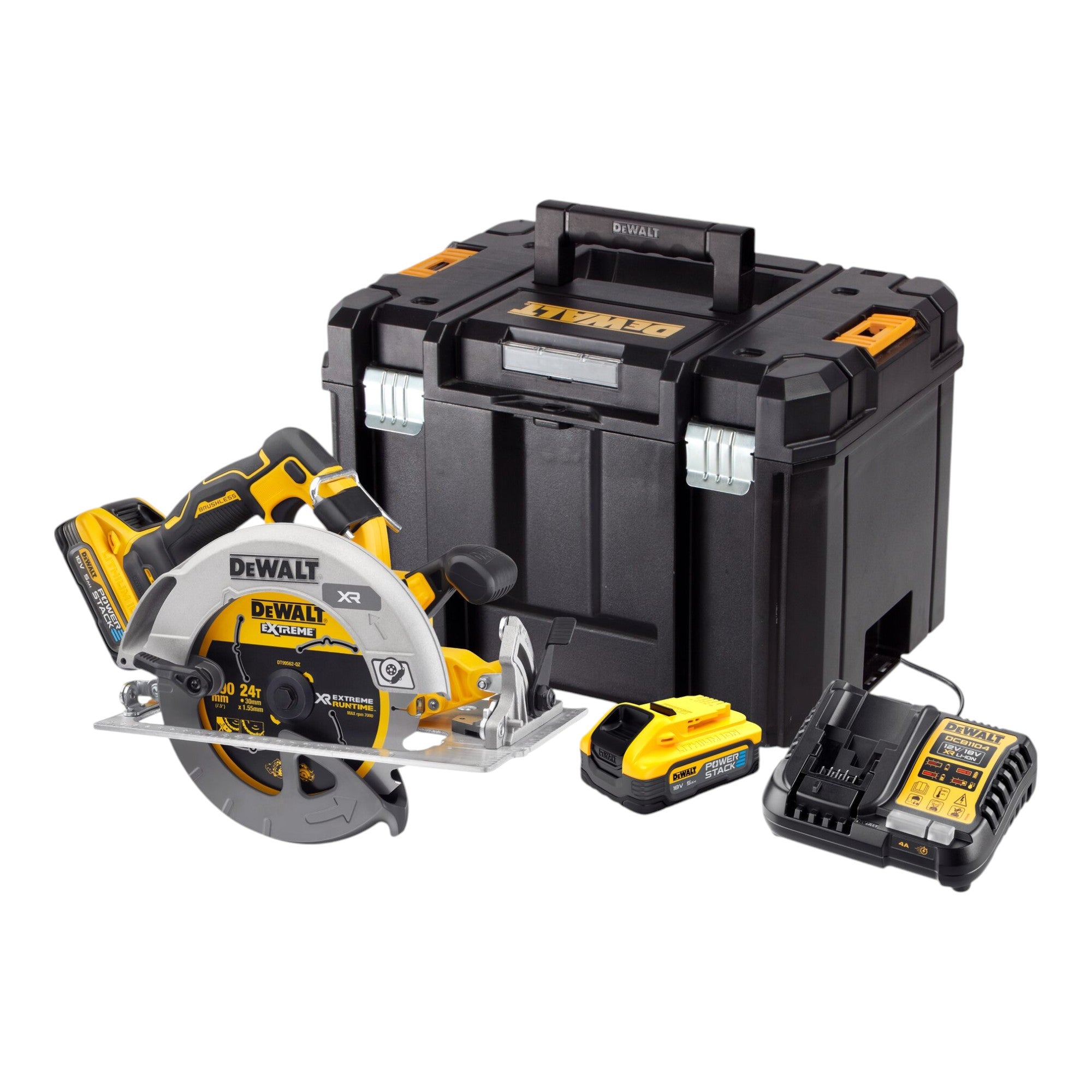 DeWalt DCS 573 H2T Akku Handkreissaege 18 V 190 x 30 mm Brushless 2x Powerstack Akku 5 0 Ah Ladegeraet TSTAK 0 - toolbrothers