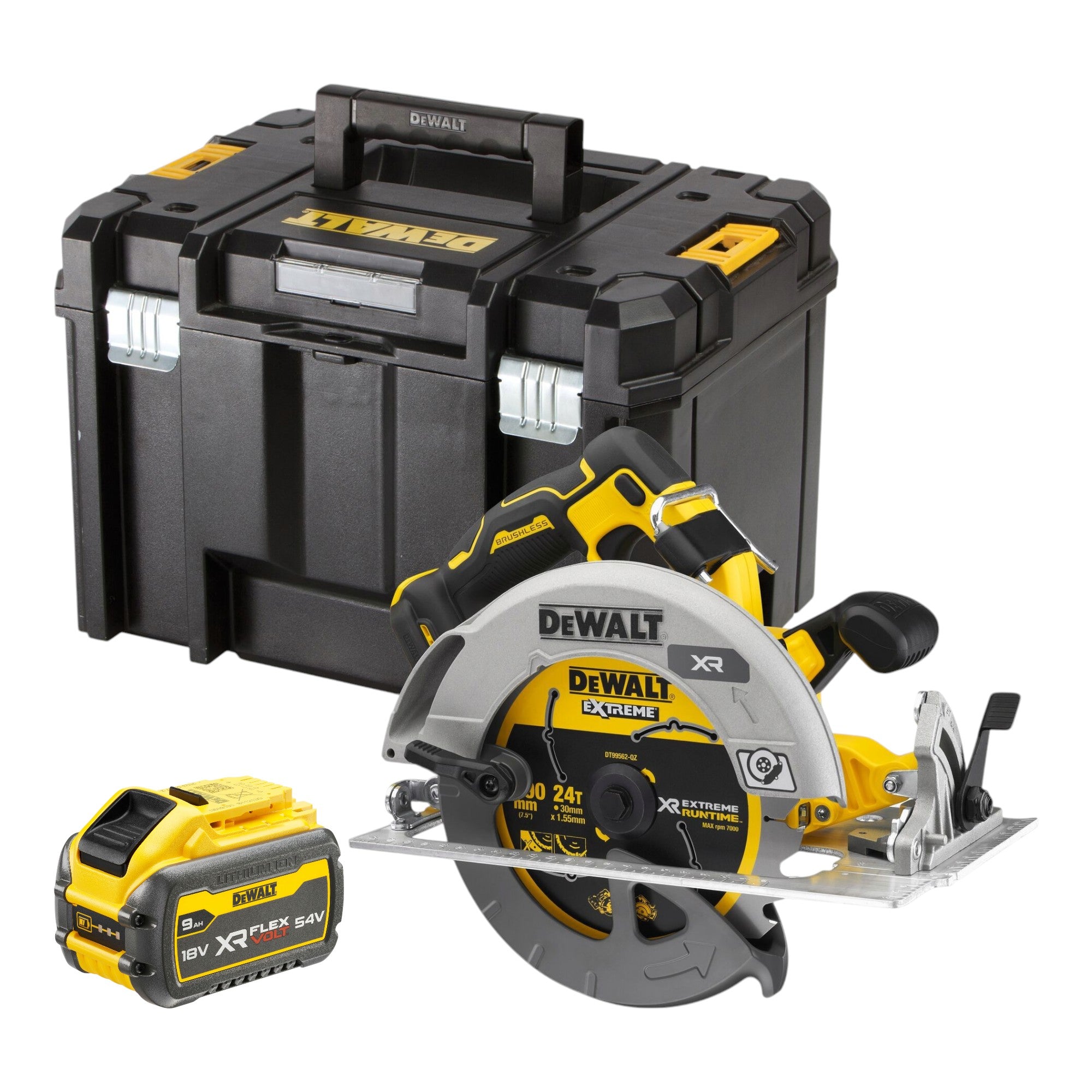 DeWalt DCS 573 NT Akku Handkreissaege 18 V 190 x 30 mm Brushless 1x Akku 9 0 Ah TSTAK ohne Ladegeraet 0 - toolbrothers