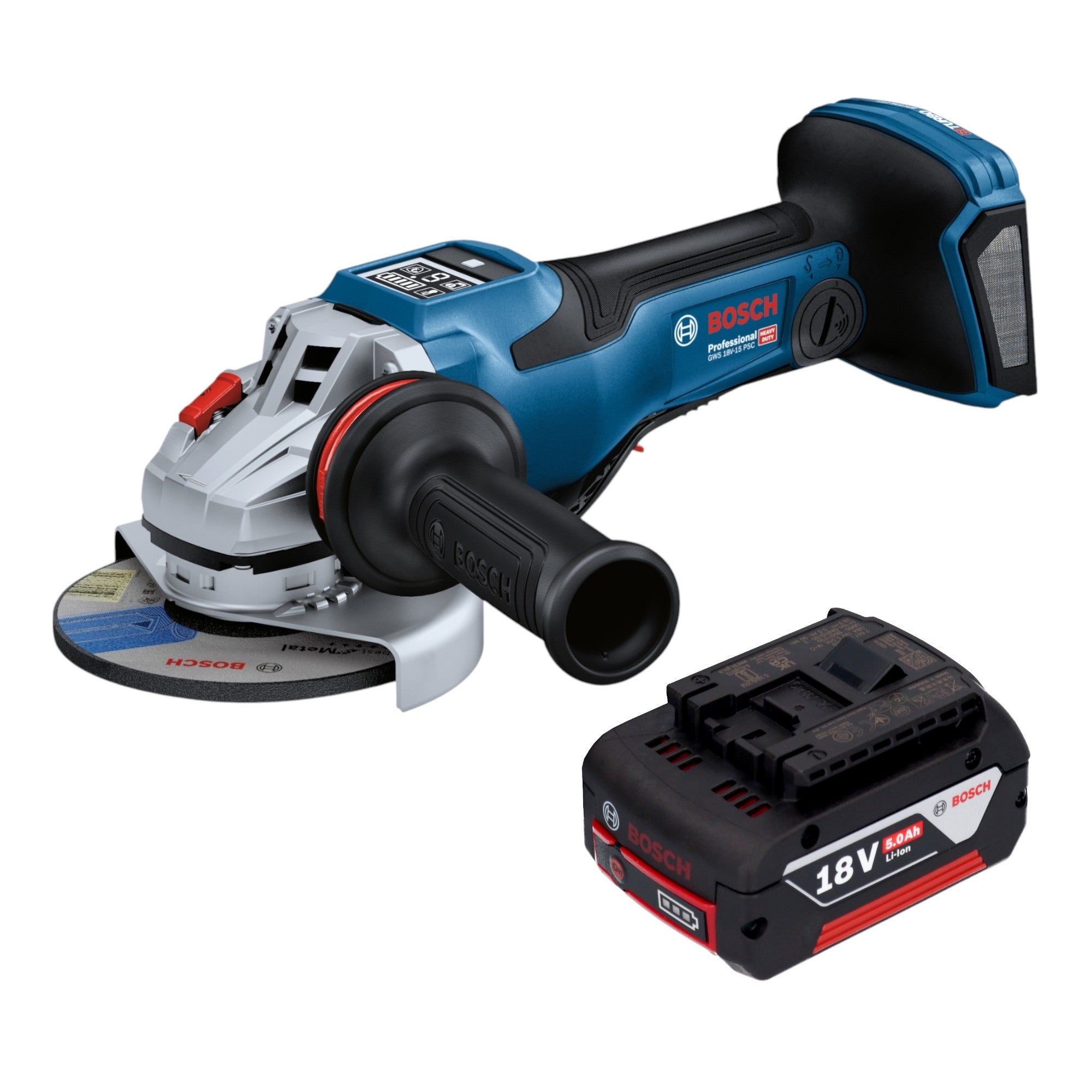 Bosch GWS 18V 15 PSC Professional Akku Winkelschleifer 18 V 125 mm BITURBO Brushless 1x Akku 5 0 Ah ohne Ladegeraet 0 - toolbrothers