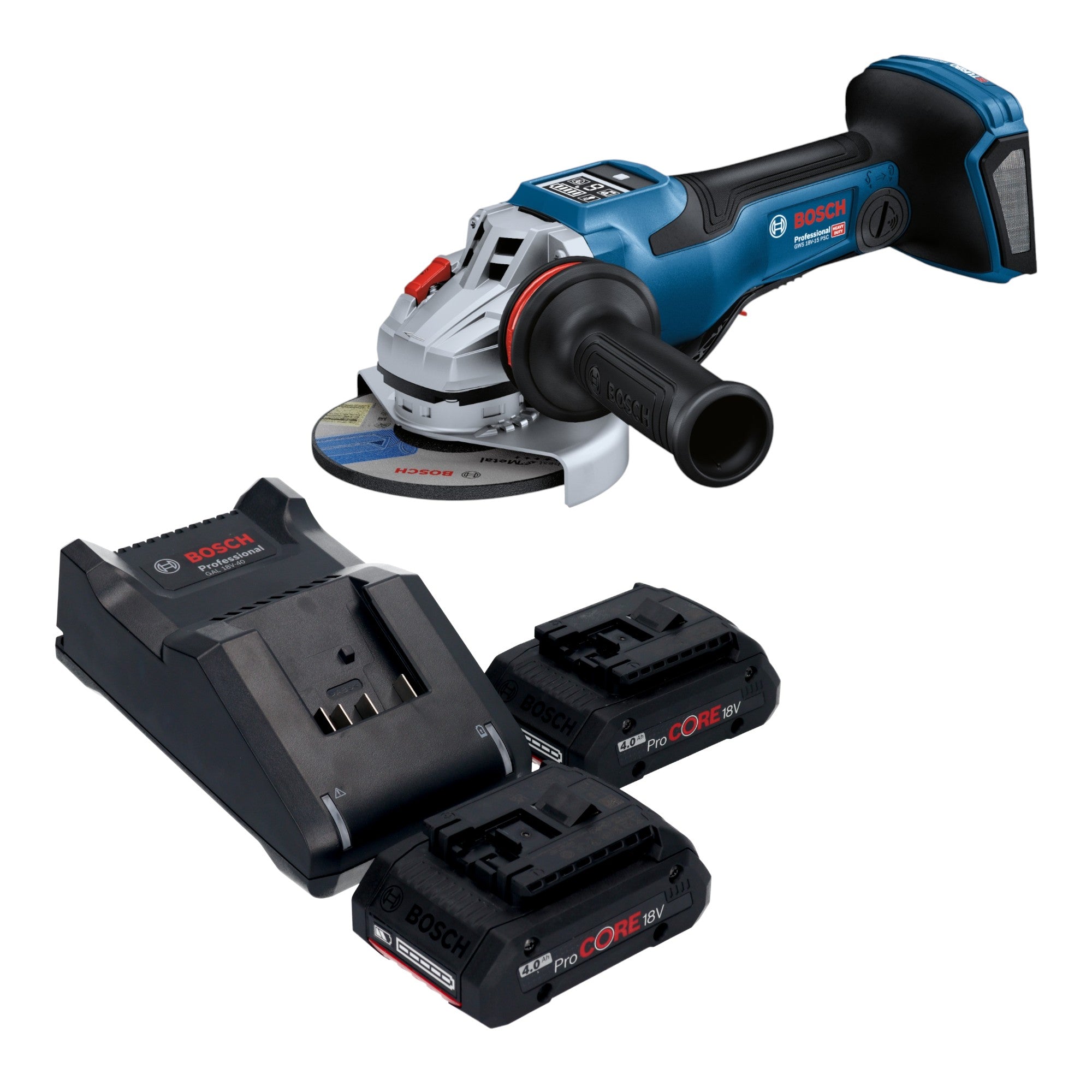 Bosch GWS 18V 15 PSC Professional Akku Winkelschleifer 18 V 125 mm BITURBO Brushless 2x ProCORE Akku 4 0 Ah Ladegeraet 0 - toolbrothers