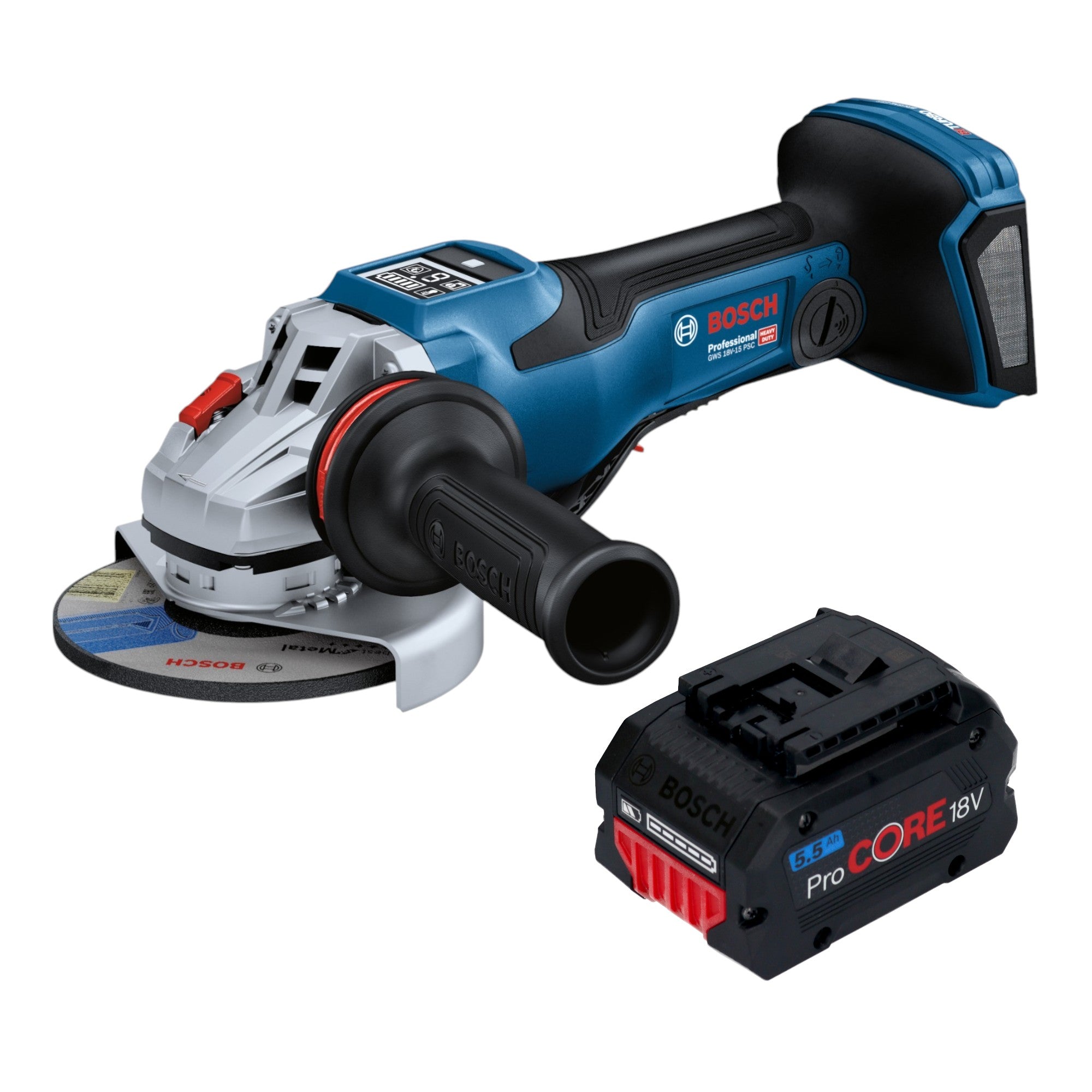 Bosch GWS 18V 15 PSC Professional Akku Winkelschleifer 18 V 125 mm BITURBO Brushless 1x ProCORE Akku 5 5 Ah ohne Ladegeraet 0 - toolbrothers