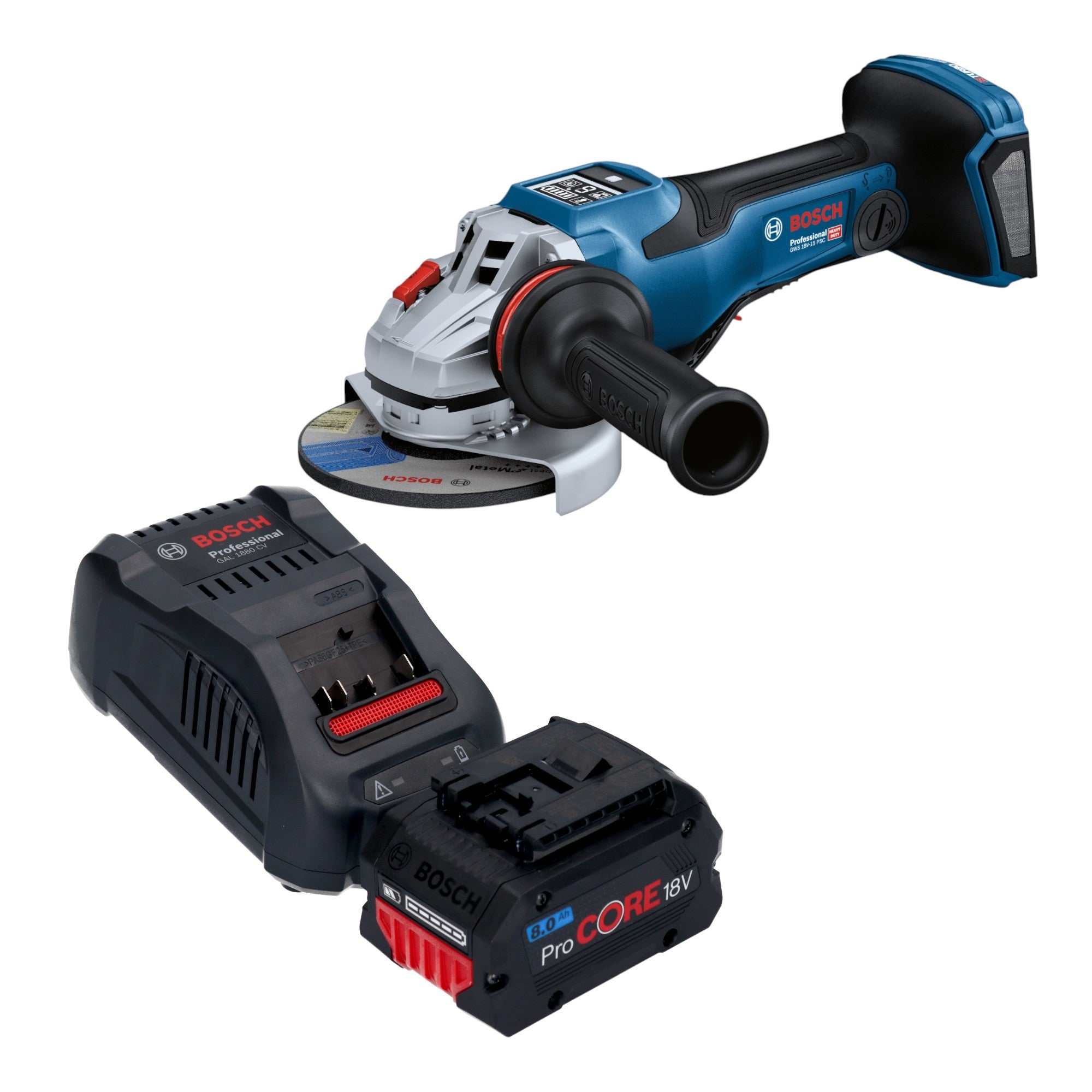 Bosch GWS 18V 15 PSC Professional Akku Winkelschleifer 18 V 125 mm BITURBO Brushless 1x ProCORE Akku 8 0 Ah Ladegeraet 0 - toolbrothers