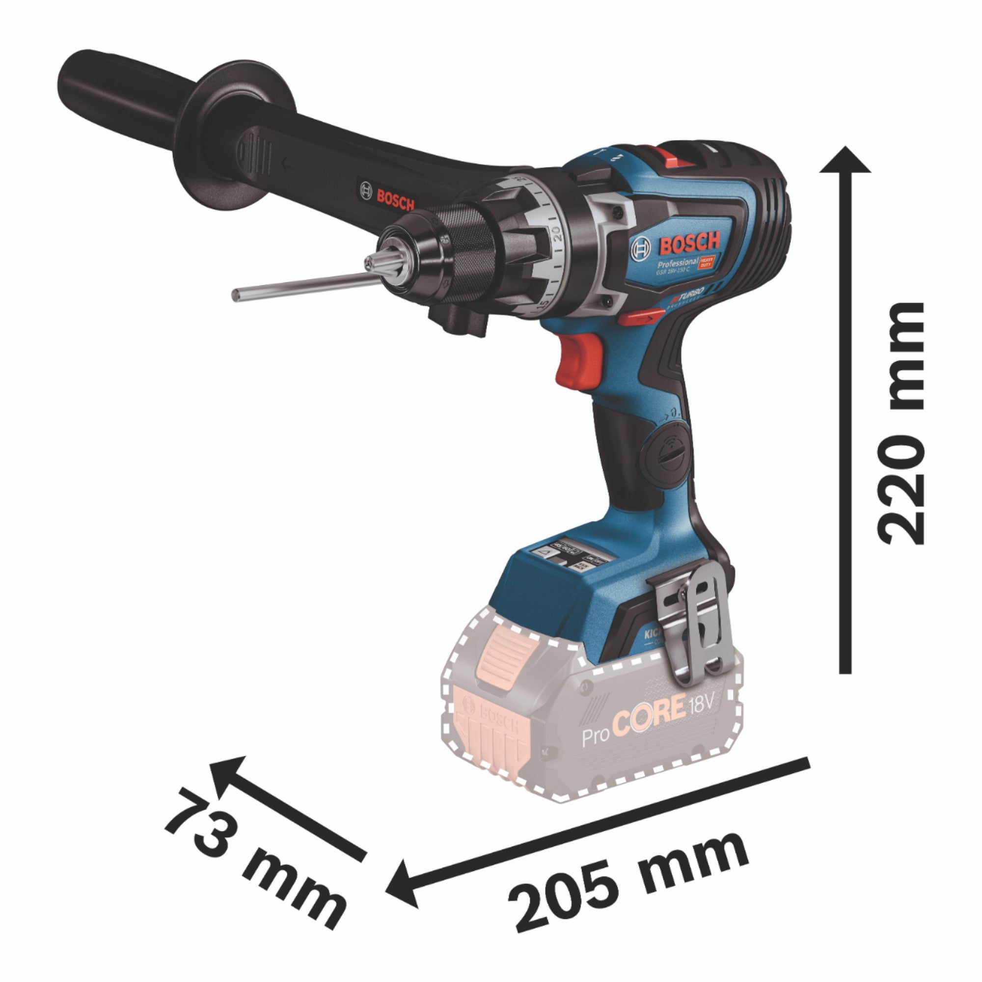 Bosch GSR 18V 150 C Professional Akku Bohrschrauber 18 V 150 Nm Brushless 1x ProCORE Akku 5 5 Ah Ladegeraet 4 - toolbrothers