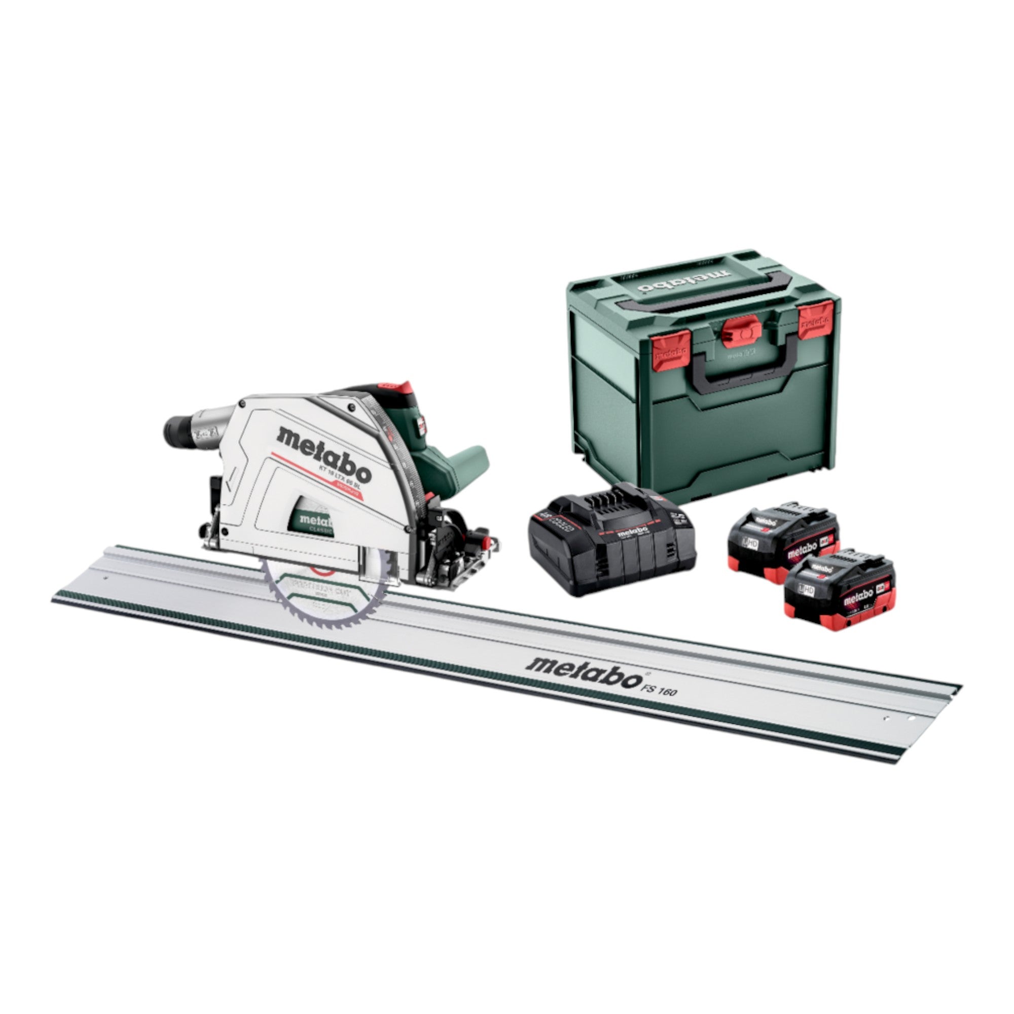 Metabo KT 18 LTX 66 BL Akku Tauchkreissaege 18 V 165 mm Brushless 691172810 2x Akku 8 0 Ah Ladegeraet Fuehrungsschiene metaBOX 0 - toolbrothers