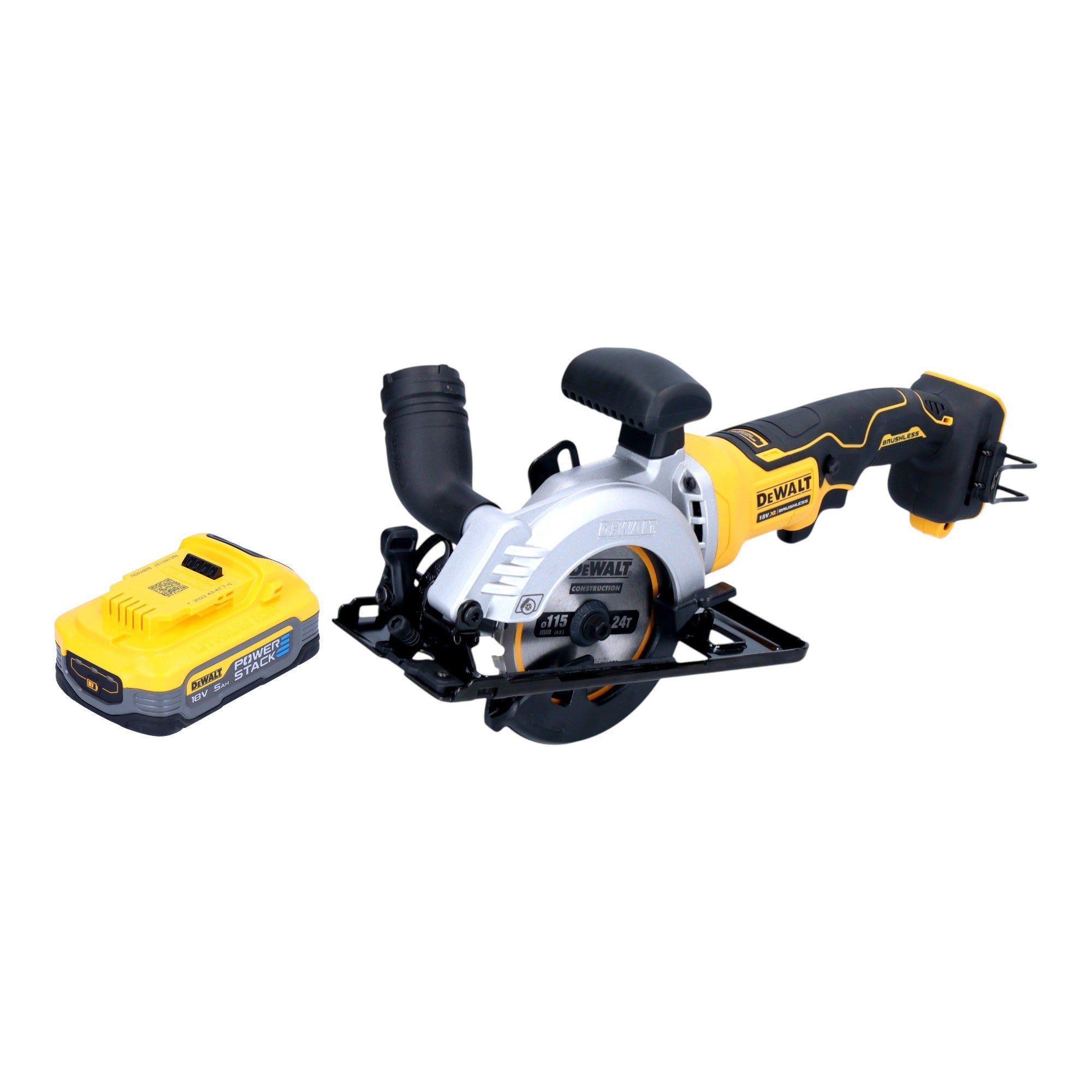 DeWalt DCS 571 N Akku Handkreissaege 18 V 115 mm Brushless 1x Powerstack Akku 5 0 Ah ohne Ladegeraet 0 - toolbrothers