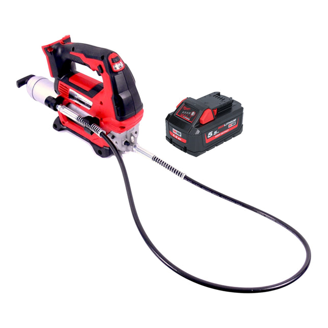 Milwaukee M18 GG 551 Akku Fettpresse 18 V 690 bar 1x Akku 5 5 Ah ohne Ladegeraet 0 - toolbrothers