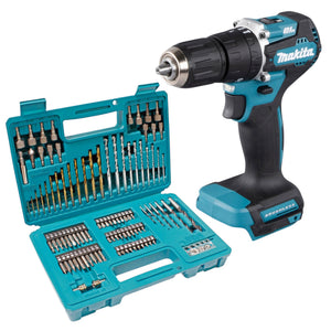 Makita DHP 487 Z Akku Schlagbohrschrauber 18 V 40 Nm Brushless + 102 tlg. Bit Bohrer Set - ohne Akku, ohne Ladegerät