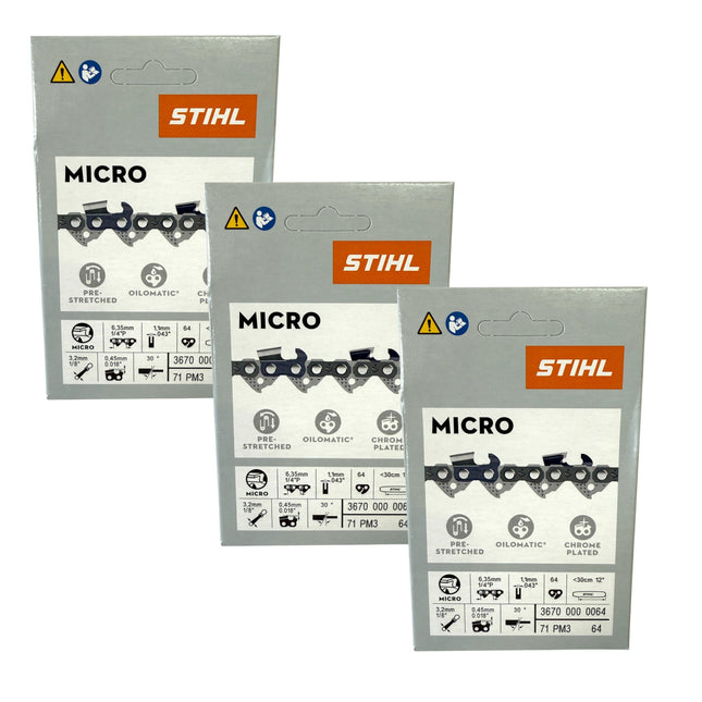 Stihl 3x 1 4 Picco Micro 3 PM3 Saegekette 30 cm 1 4 P 1 1 mm 64 TG 3 Stueck 3x 36700000064  0 - toolbrothers