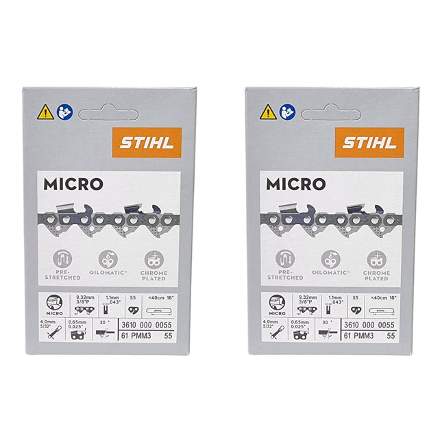 Stihl 2x 3 8 Picco Micro Mini 3 PMM3 Saegekette 40 cm 3 8 P 1 3 mm 55 TG 2 Stueck 2x 36100000055  0 - toolbrothers