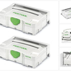 Festool 2 x Systainer T-LOC SYS 1 TL Werkzeug Koffer lichtgrau koppelbar ( 497563 ) - Toolbrothers
