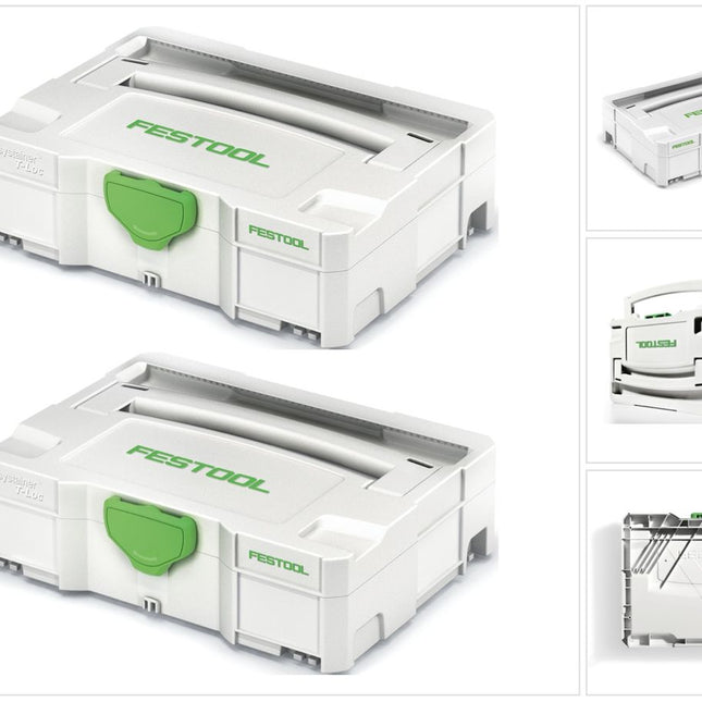 Festool 2 x Systainer T-LOC SYS 1 TL Werkzeug Koffer lichtgrau koppelbar ( 497563 ) - Toolbrothers