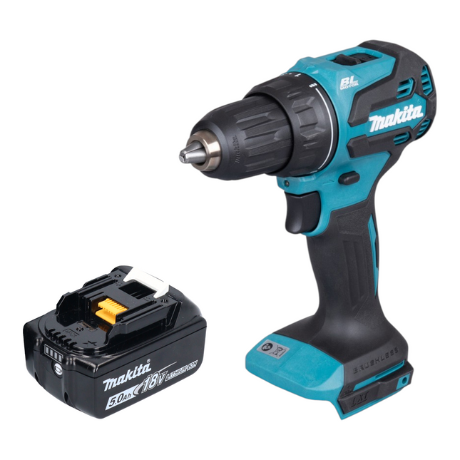 Makita DDF 490 T1 Akku Bohrschrauber 18 V 65 Nm 1 2 Brushless 1x Akku 5 0 Ah ohne Ladegeraet 0 - toolbrothers