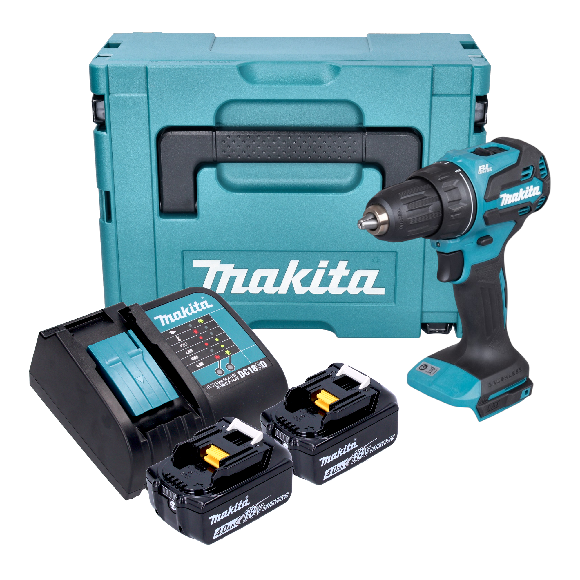 Makita DDF 490 SMJ Akku Bohrschrauber 18 V 65 Nm 1 2 Brushless 2x Akku 4 0 Ah Ladegeraet Makpac 0 - toolbrothers