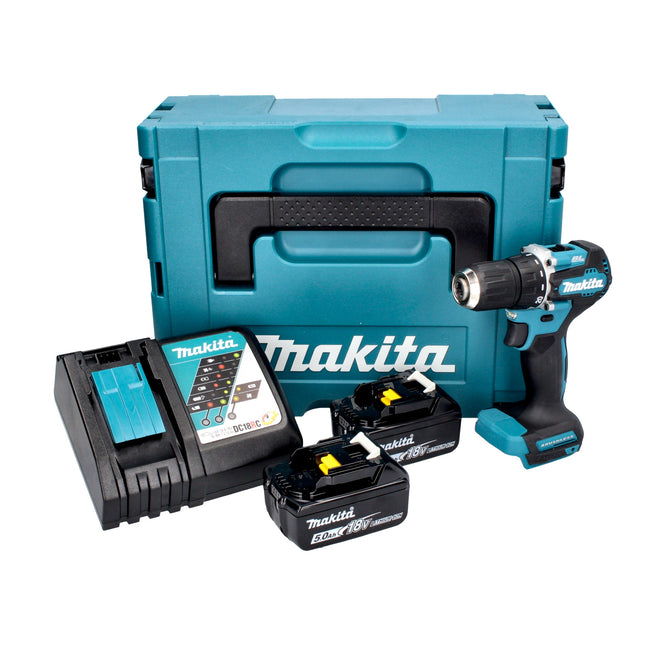 Makita DDF 487 RTJ Akku Bohrschrauber 18 V 40 Nm Brushless 2x Akku 5 0 Ah Ladegeraet Makpac 0 - toolbrothers