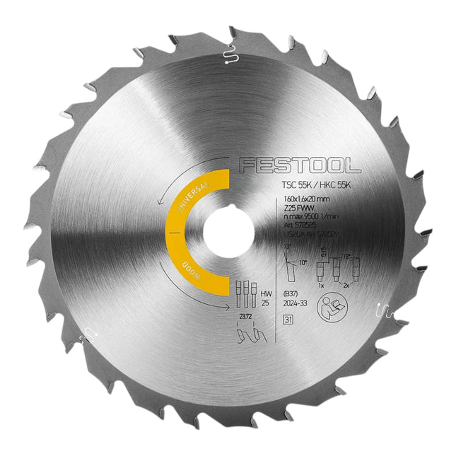 Festool HW 160x1 6x20 FWW25 Kreissaegeblatt WOOD UNIVERSAL 160 x 1 6 x 20 mm 578585  0 - toolbrothers
