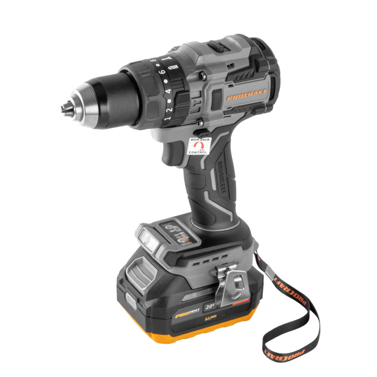 Procraft Industrial CD20B-1b Akku Schlagbohrschrauber 20 V 150 Nm Brushless + 1x Akku 4,0 Ah + Ladegerät + Koffer