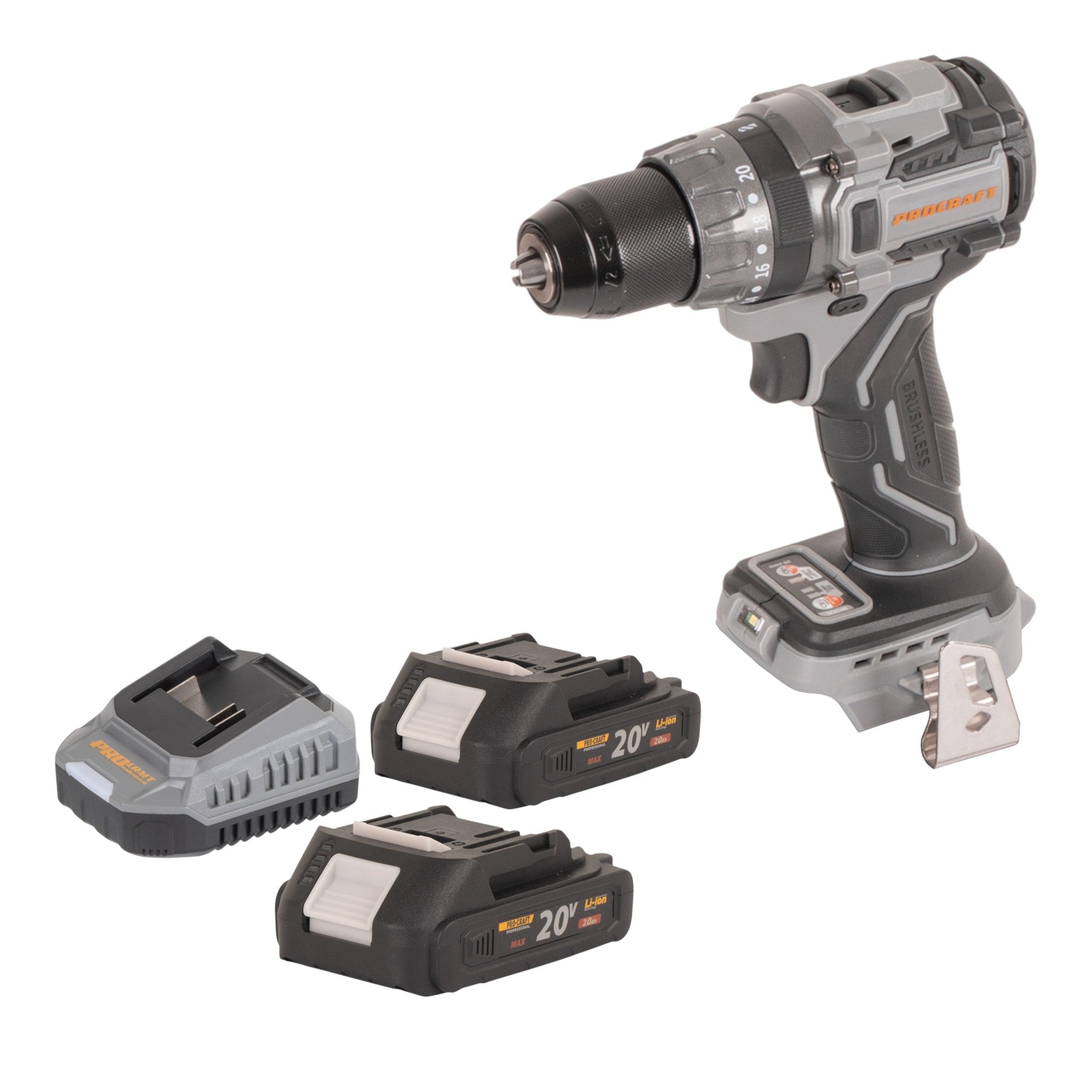 Procraft Industrial CD20Abb Akku Schlagbohrschrauber 20 V 85 Nm 2x Akku 2 0 Ah Ladegeraet 0 - toolbrothers