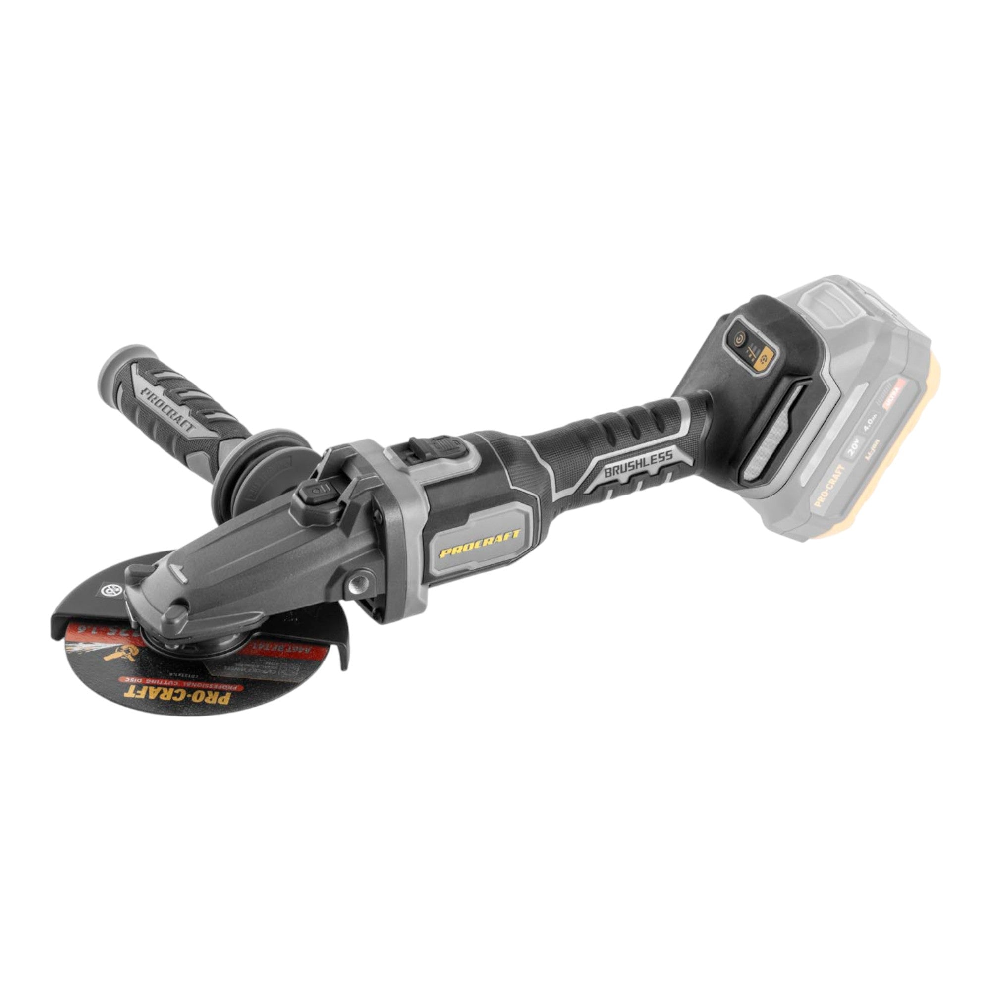 Procraft Industrial AG125Cbb Akku Flachkopf Winkelschleifer 20 V 125 mm Brushless 1x Akku 2 0 Ah RHINO Toolcase ohne Ladegeraet 1 - toolbrothers